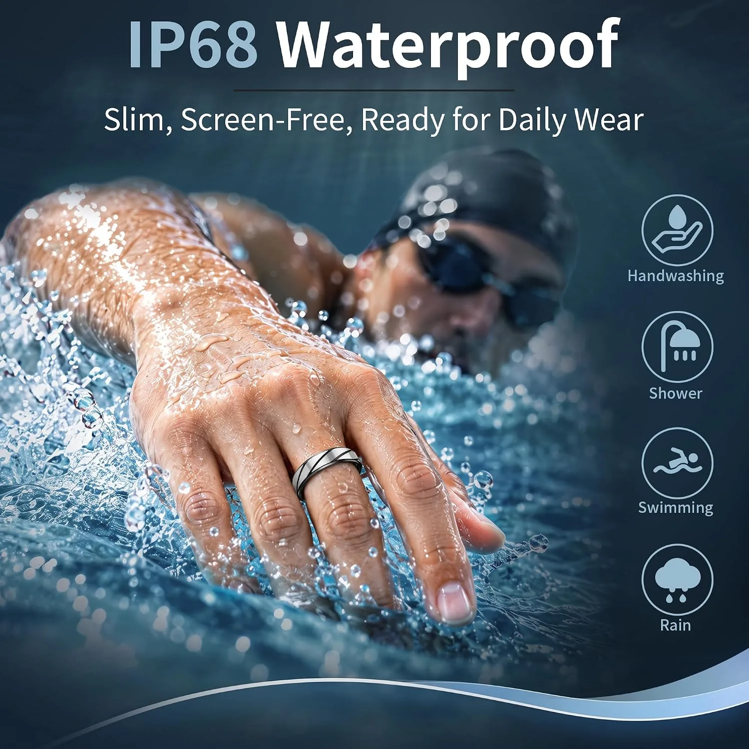 Smart Ring, Fitness Ring, Health Tracker, Sleep HRV, No Subscription
