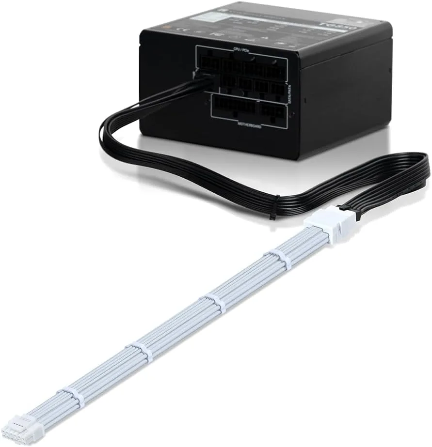 AsiaHorse 12VHPWR Adapter Cable Extension, 600 Watts Rated 12+4-Pin (16-Pin) Female to Male PCIe Extension Cable, Compatible with RTX 3090Ti 4070ti 4080 4090, 3CM Length (Pure White)