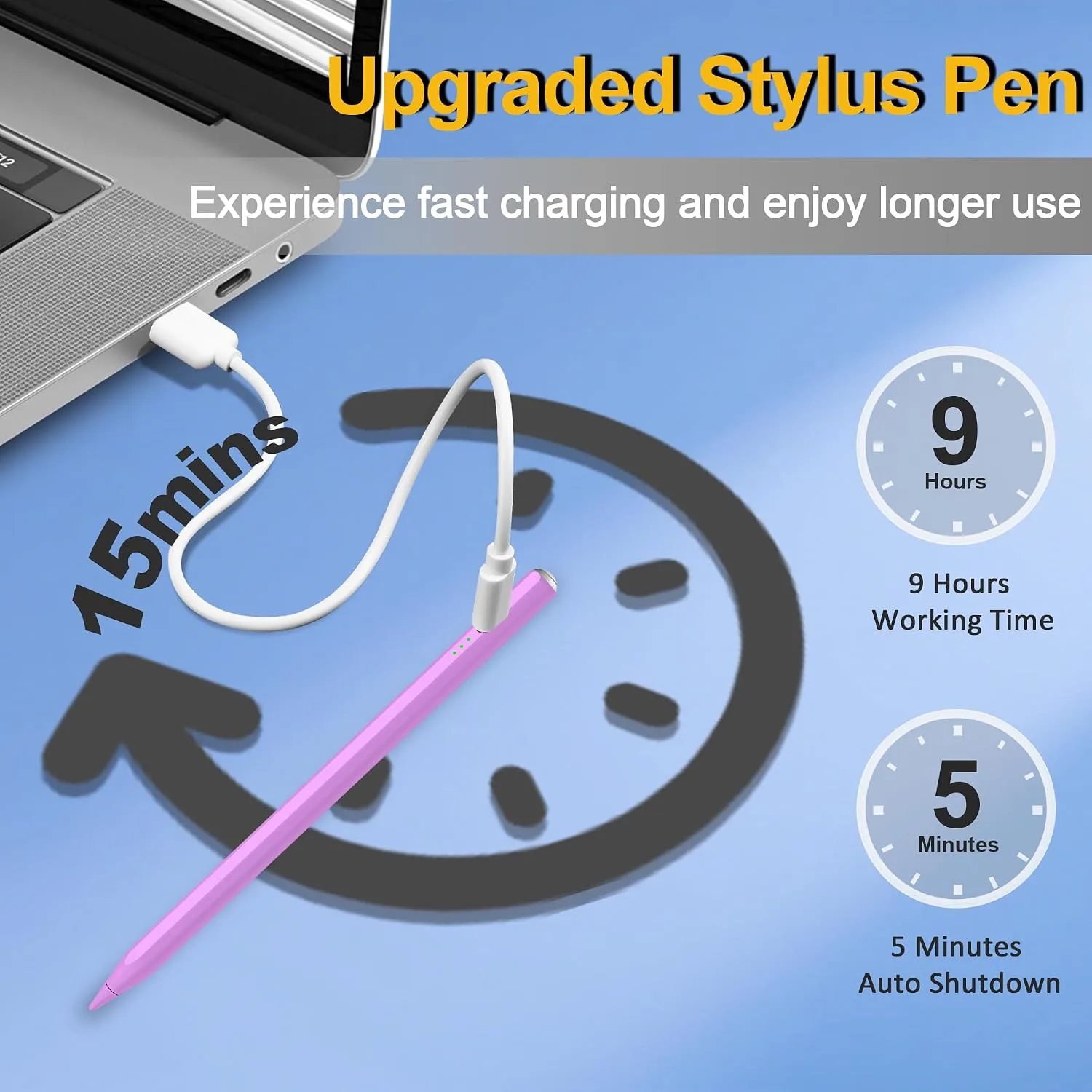 Stylus Pen for iPad 2026-2018, 15 Mins Fast Charge Pencil for iPad A16 11th/10th/9-6th Generation, Air M4 M3 M2 11"/13"/5-3rd, Pro M4 11/12.9/13, Mini A17 Pro/6/5th, Tilt Sensitivity Palm Rejection