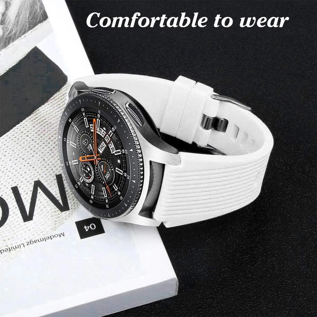 HSWAI Compatible with Samsung Galaxy Watch 46mm Bands/Gear S3 Frontier, Classic Watch Bands/Galaxy Watch 3 Bands 45mm, 22mm Soft Silicone Bands Bracelet Sports Strap for Men & Women.
