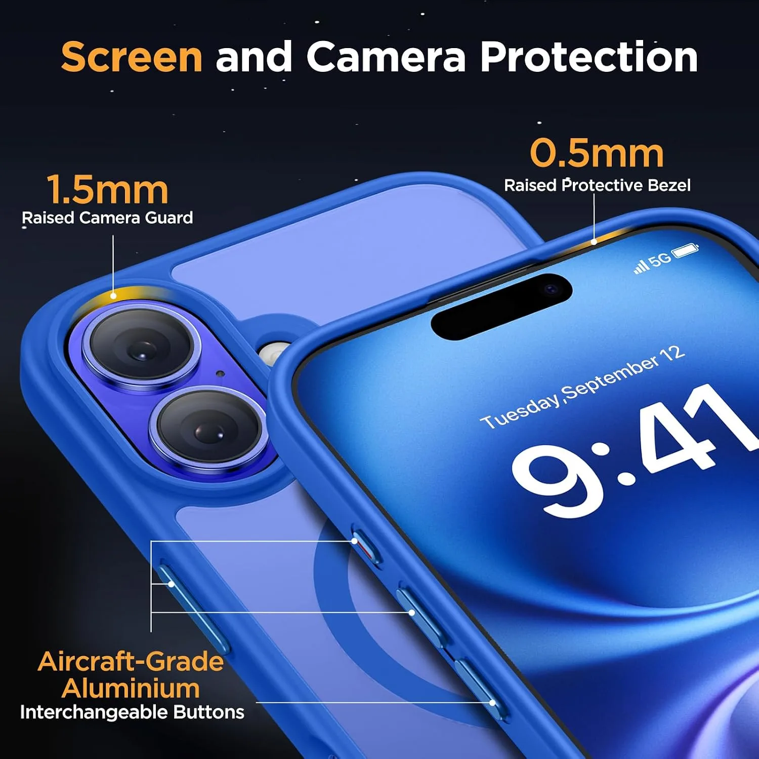 Miracase Magnetic Series for iPhone 16 Case [Compatible with MagSafe] Military-Grade Protection, Anti-Fingerprint, Slim Phone Case for iPhone 16 6.1 inch - Sea Blue