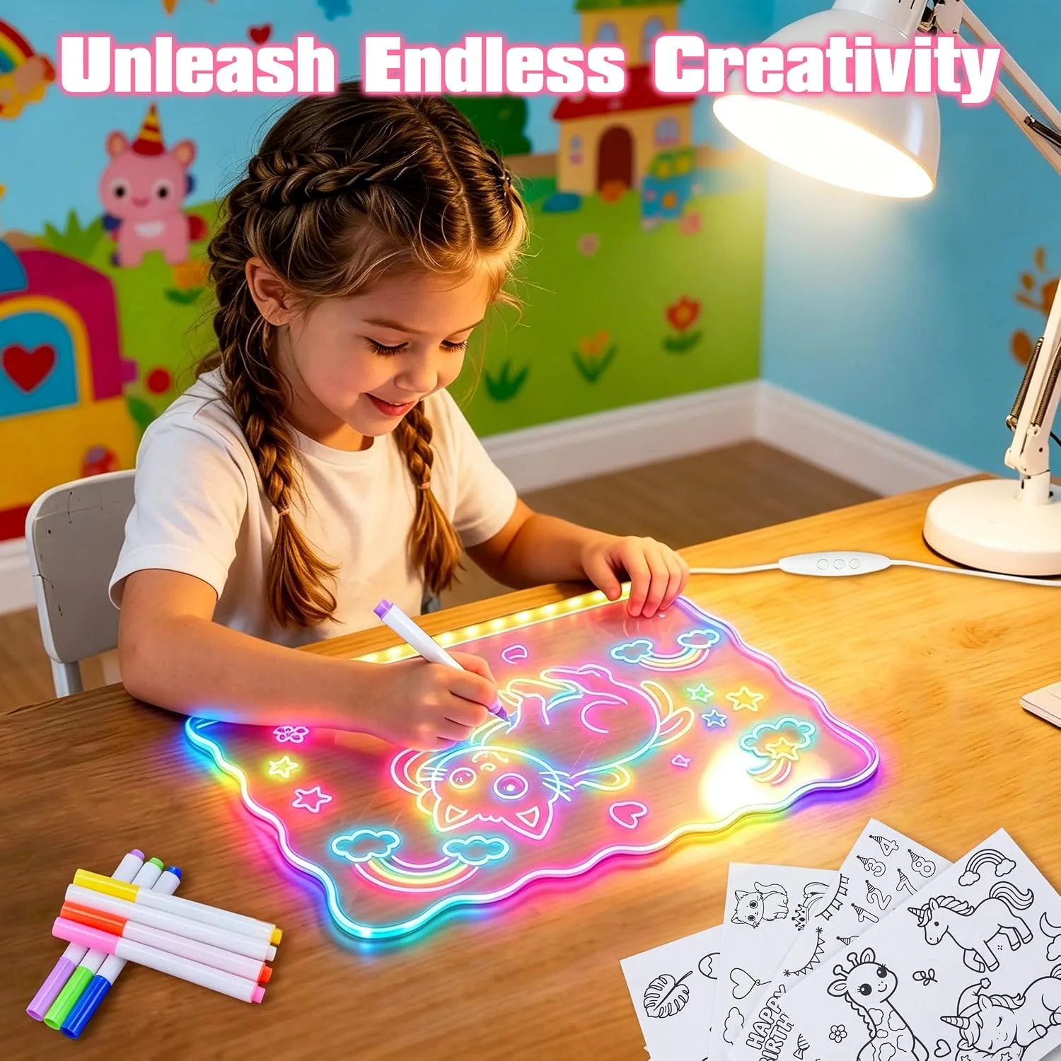 13" Led Light Up Drawing Board for Kids, Art Toy Gifts for Age 3-12