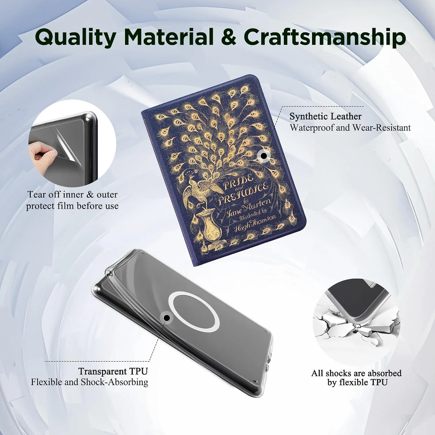 Magnetic Book Cover Case for 7'' Kindle Paperwhite & Colorsoft
