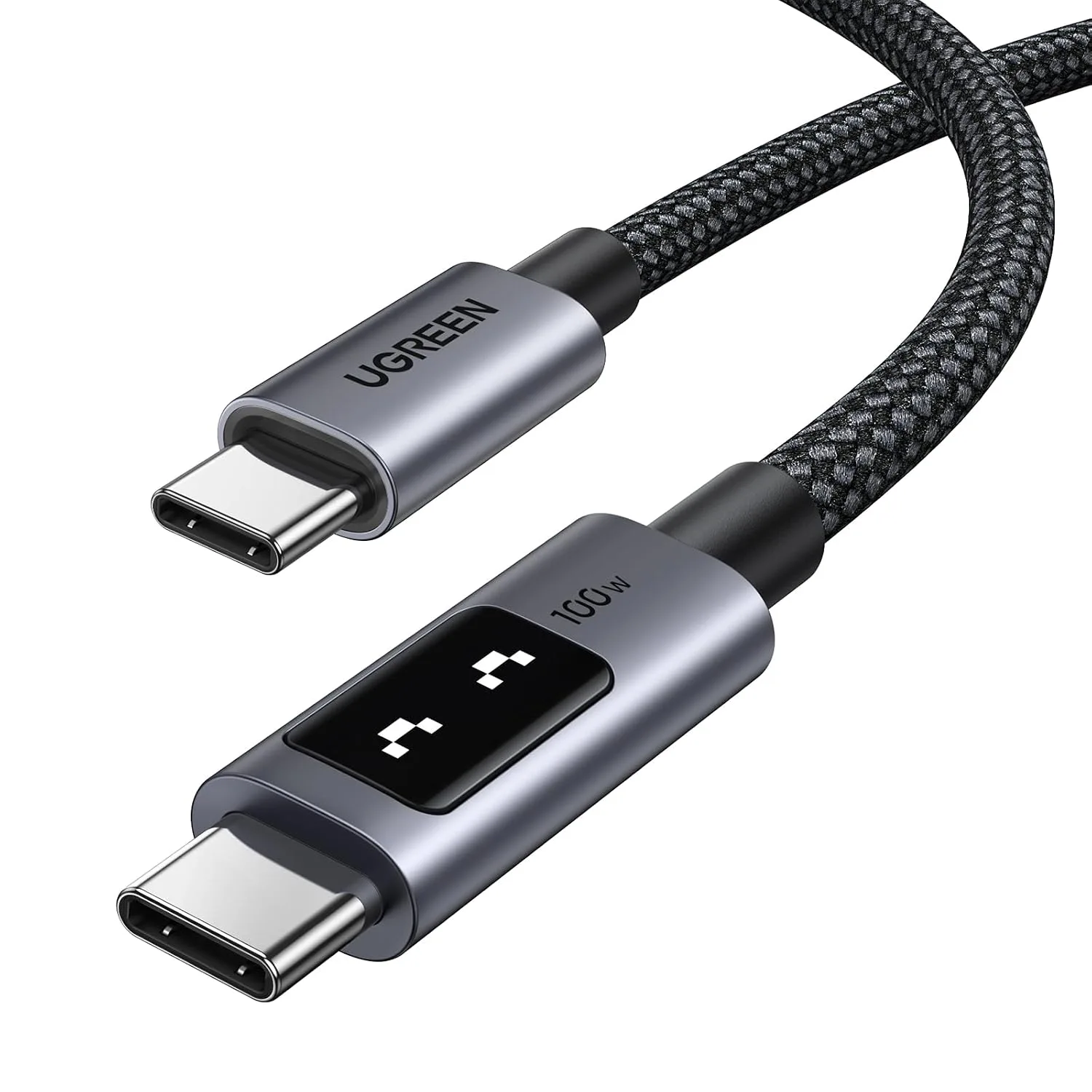 UGREEN Uno USB C Cable 100W with LED Display, Fast Charging, 6.6ft, Black