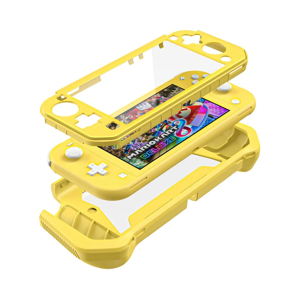 iNOTOGG Compatible with Nintendo Switch Lite Screen Protector Case Cover with Hand Grip, Detachable Protective Case with Shockproof and Anti-Scratch Design for Nintendo Switch Lite, Yellow
