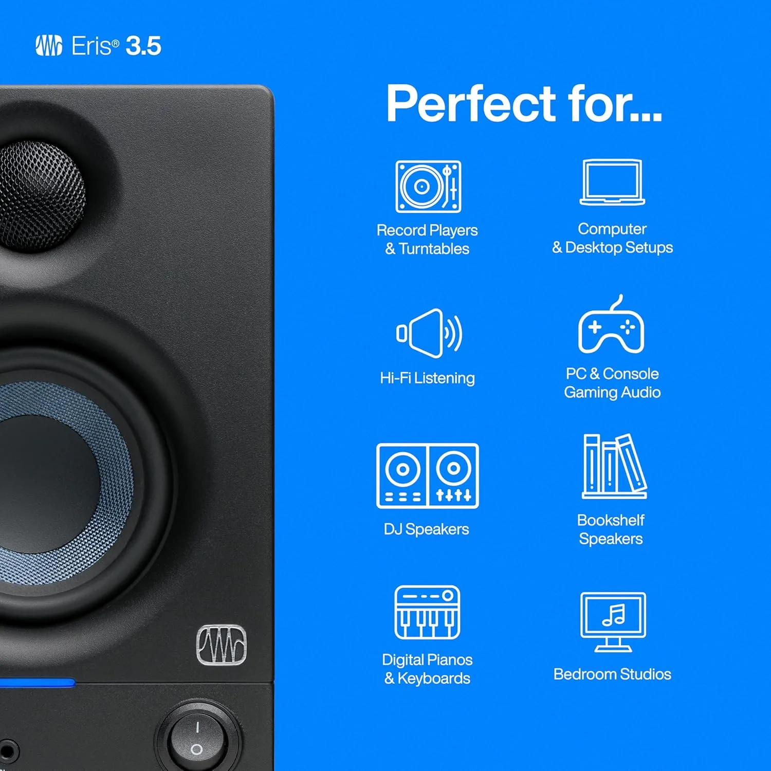PreSonus Eris 3.5 Powered Studio Monitors, Pair — 3.5” Active Near