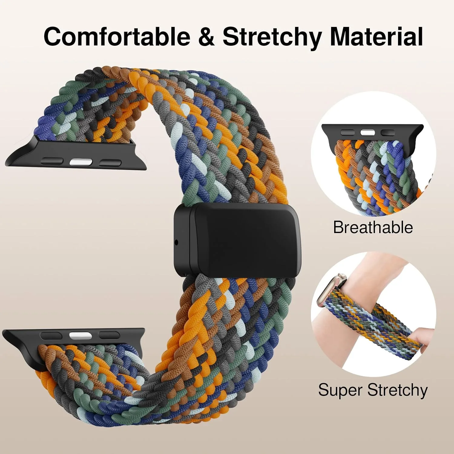 Braided Stretchy Magnetic Sport Band for Apple Watch Bands for Women Men