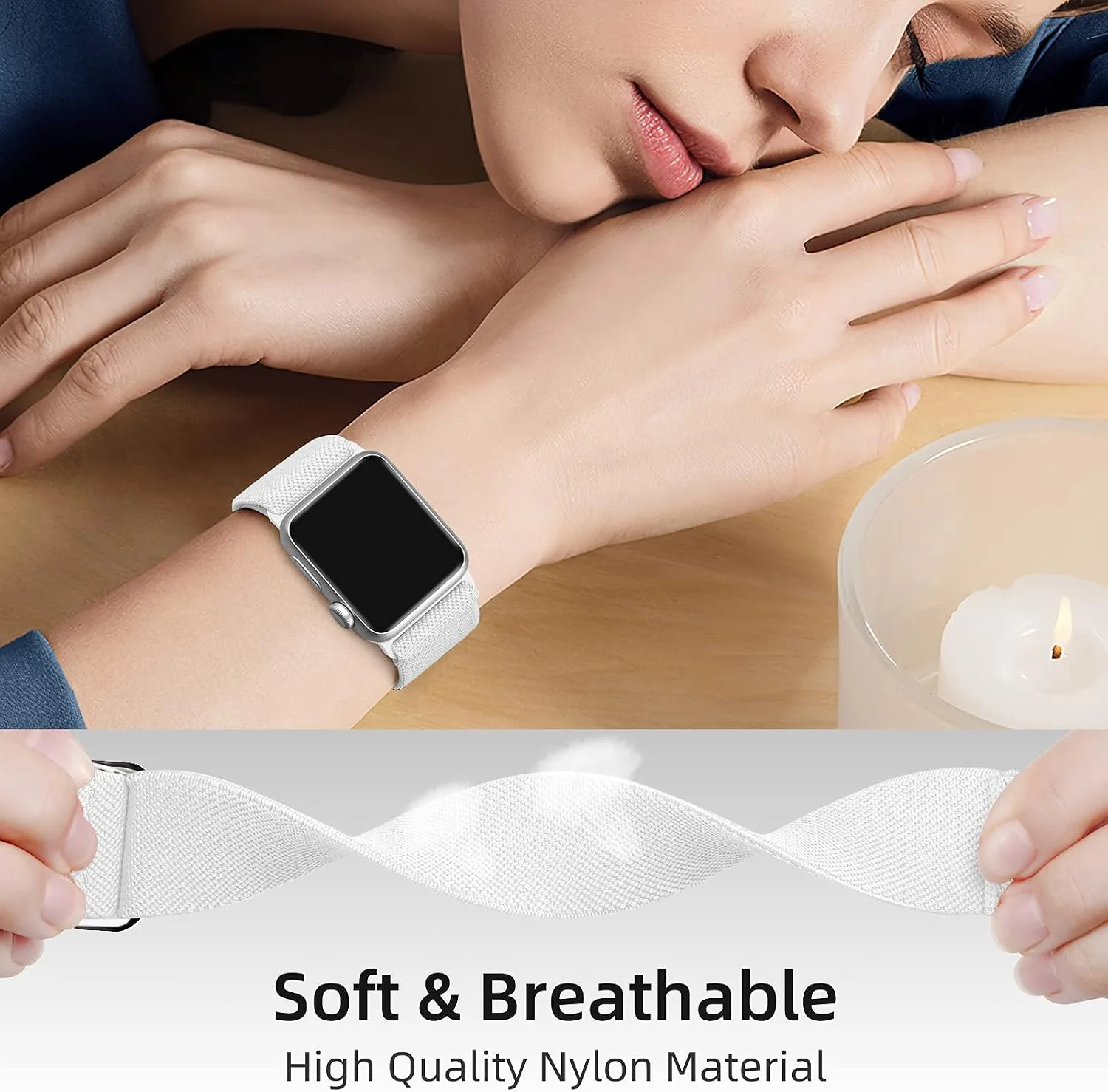 DaQin 3 Pack Stretchy Solo Loop Compatible with Apple Watch Bands Men Women