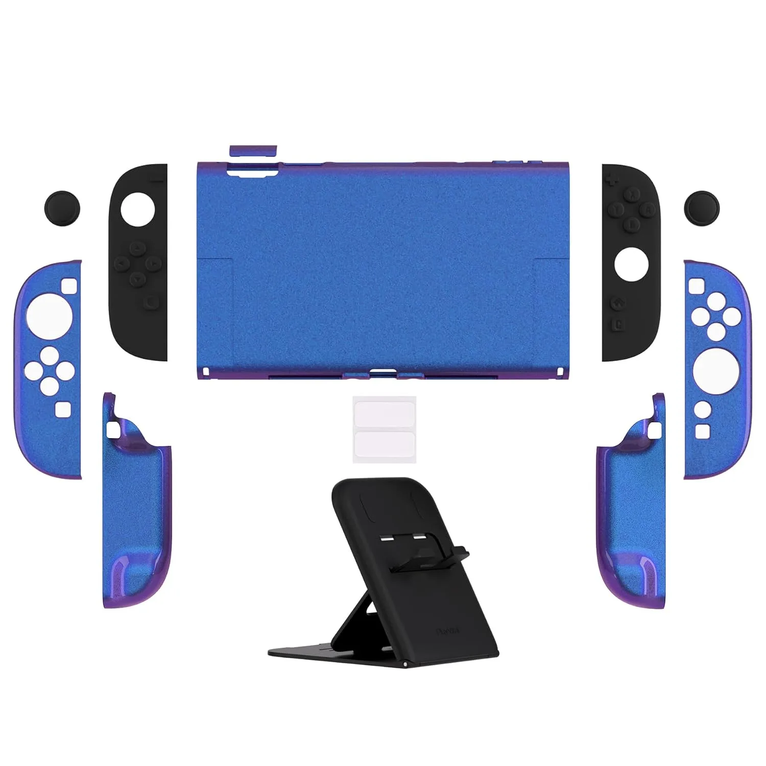 PlayVital Glossy Protective Case for Nintendo Switch 2 with Extra Stand & Thumb Grip Caps | Solid Color Series, Chameleon Purple Blue