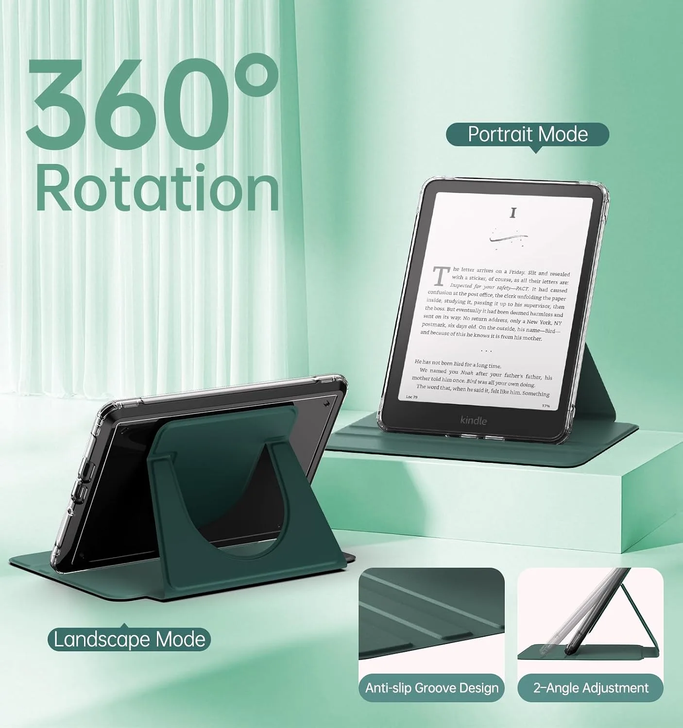 MoKo 360°Rotating Case for 7" Kindle Paperwhite 12th Gen 2024 & Colorsoft
