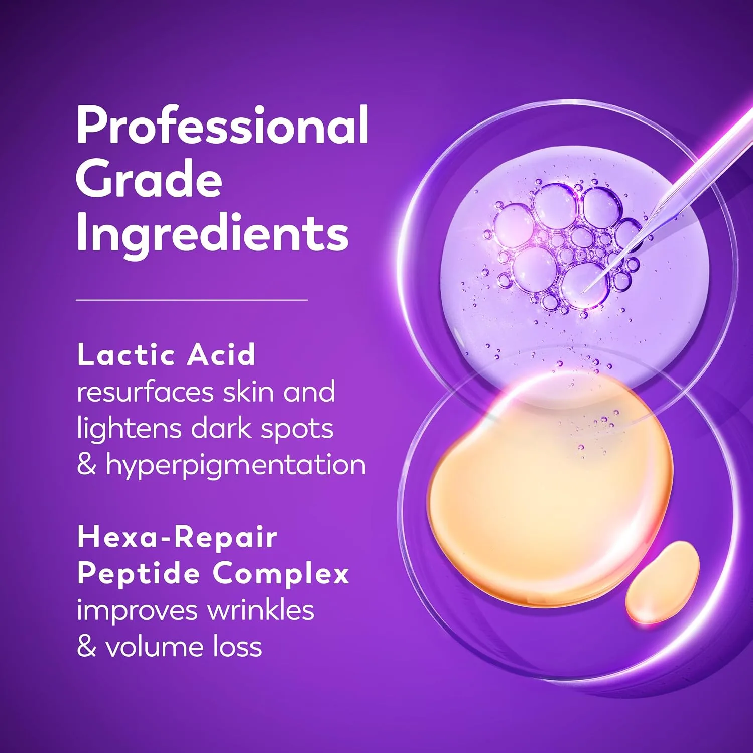Olay Regenerist Chemical Peel for Face, Overnight Face Peel Mask, Anti-Aging Skin Care, Night Serum, For Fine Lines & Dark Spots, Fragrance-Free, Hexa-Repair Peptide & Lactic Acid, 1.0oz