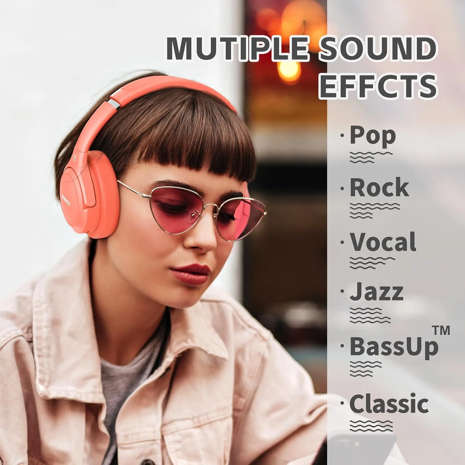 BERIBES Bluetooth Headphones Over Ear Wireless HiFi Stereo Headsets 65H 6EQ