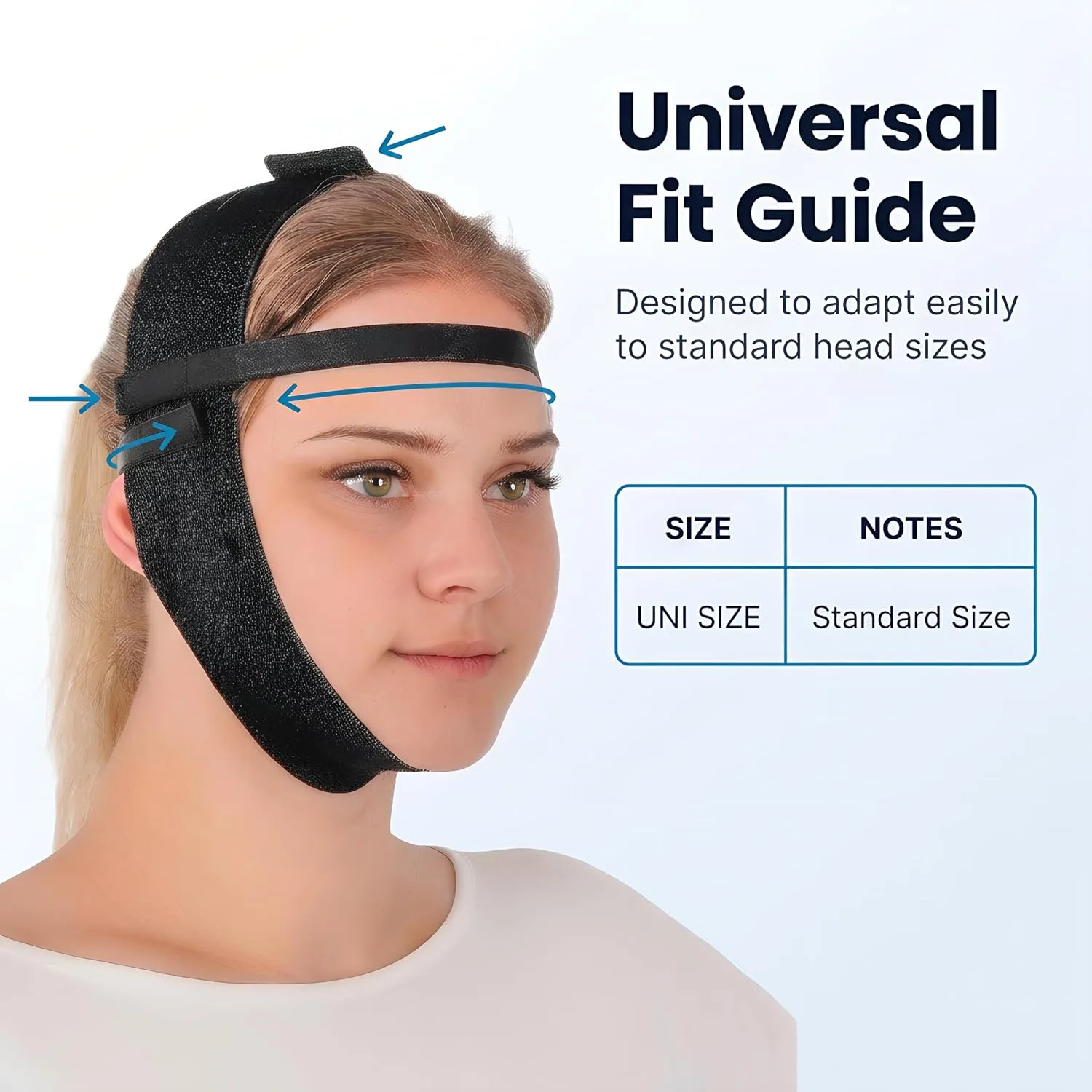 Post Surgery Facial Compression Garment Chin Strap Band, Double Chin Face Wrap Tape, Jawline Exerciser, Face Slimmer, Jowl Tightening, Chin Lifting Belt (Black)