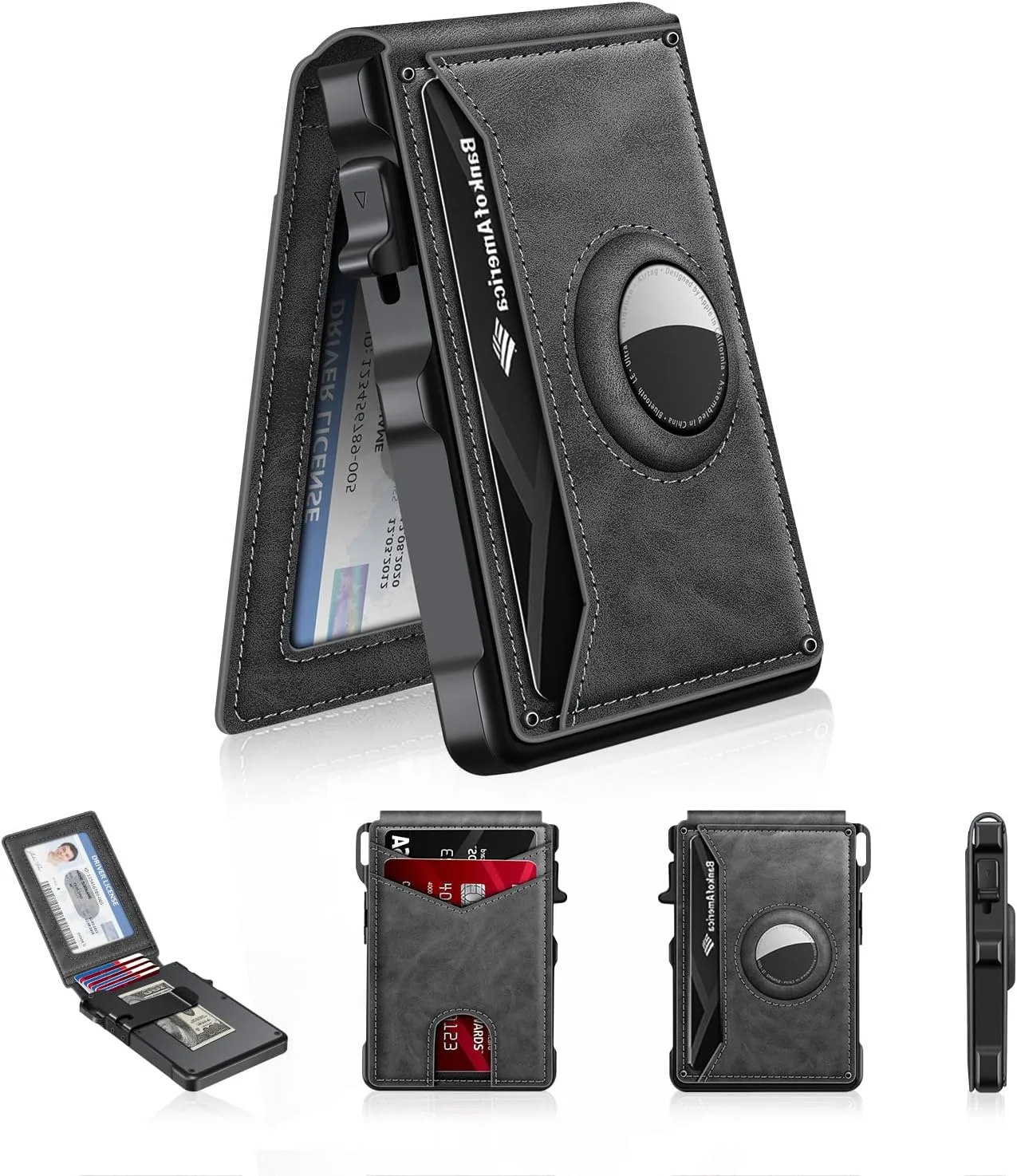 Airtag Wallet for Men Smart Wallet for Air Tag RFID Blocking Minimalist