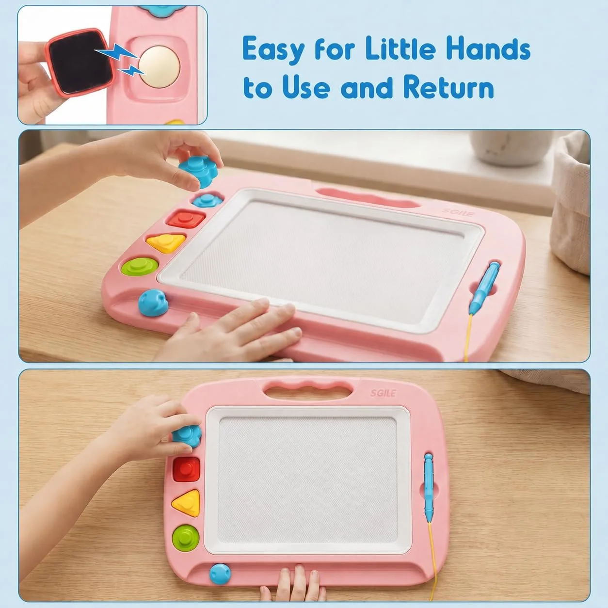 SGILE Magnetic Drawing Board for Kids, Toddler Doodle Toys, Large 16 × 13"