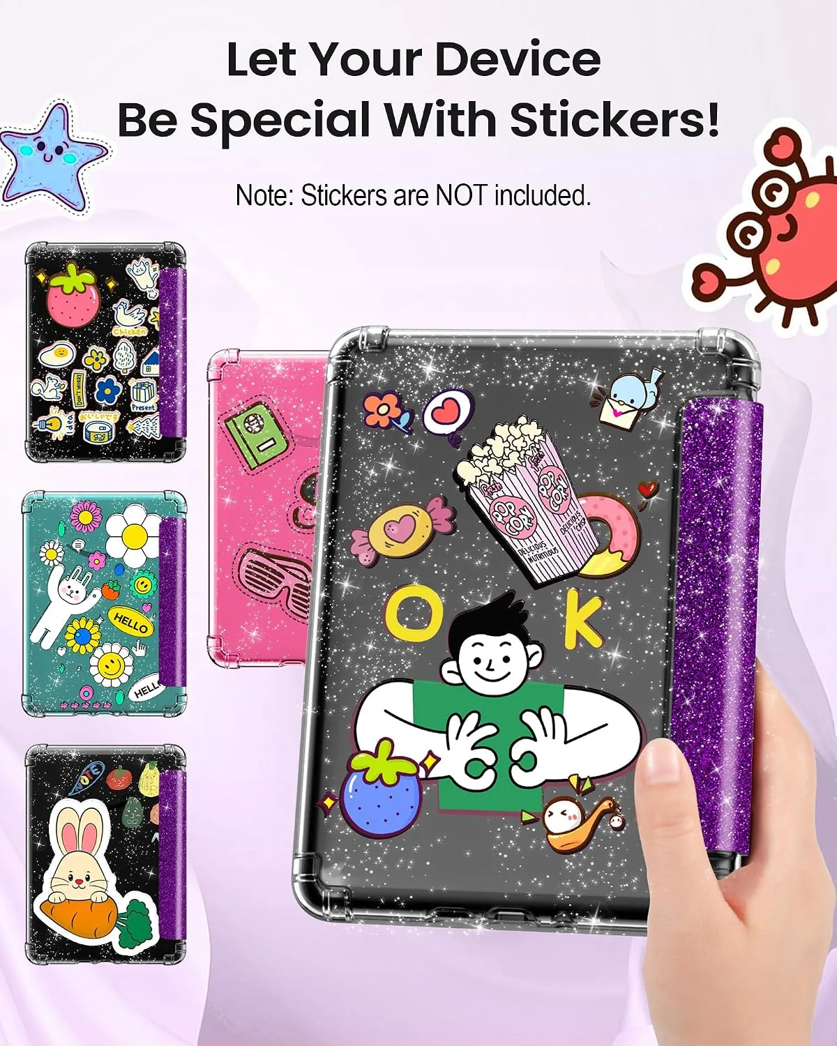 MoKo Case for 7" Kindle Paperwhite 12th Gen& Colorsoft 2024, Glitter Purple