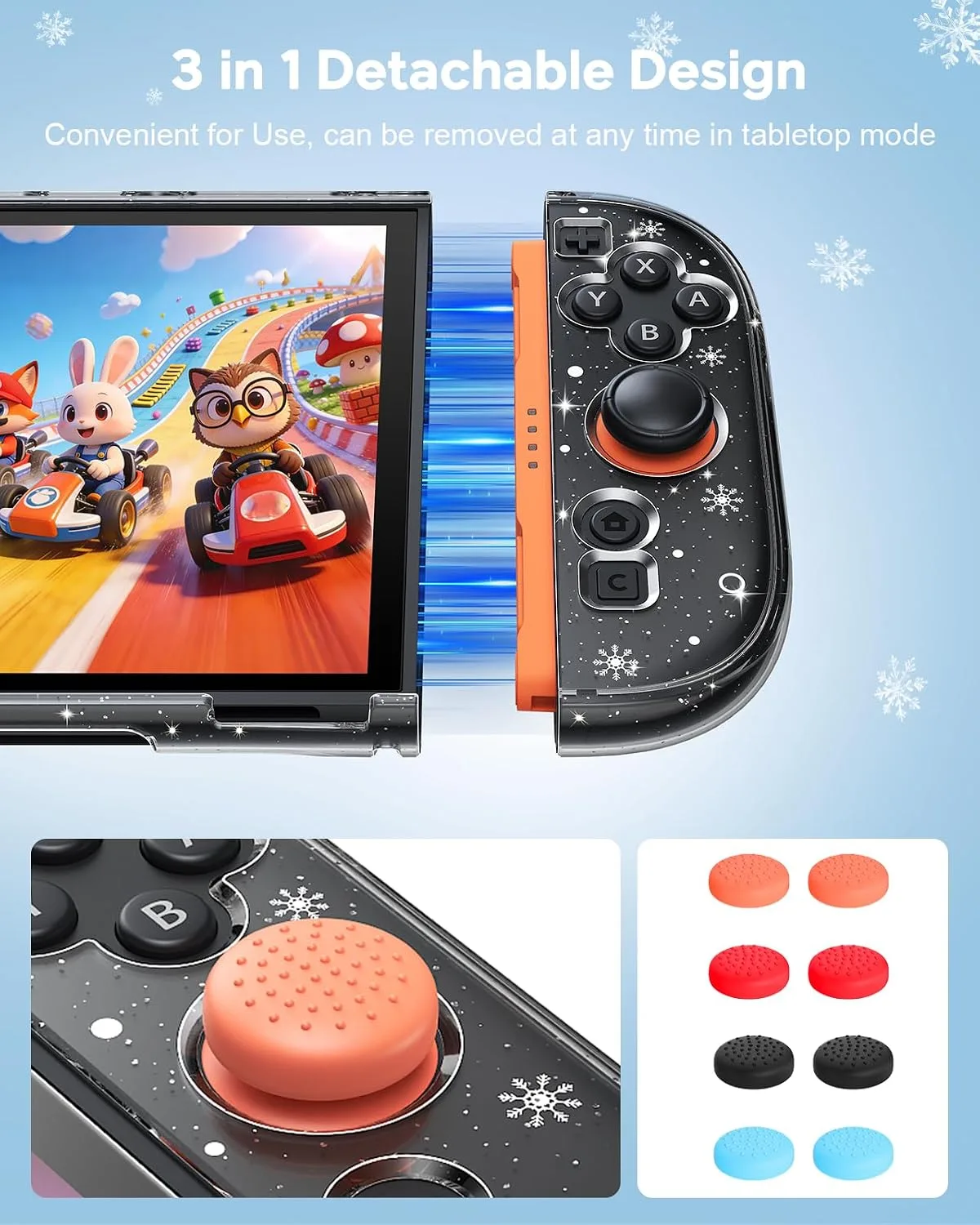 FYOUNG Dockable Case for Nintendo Switch 2,Snowflake Protective Cover Shell