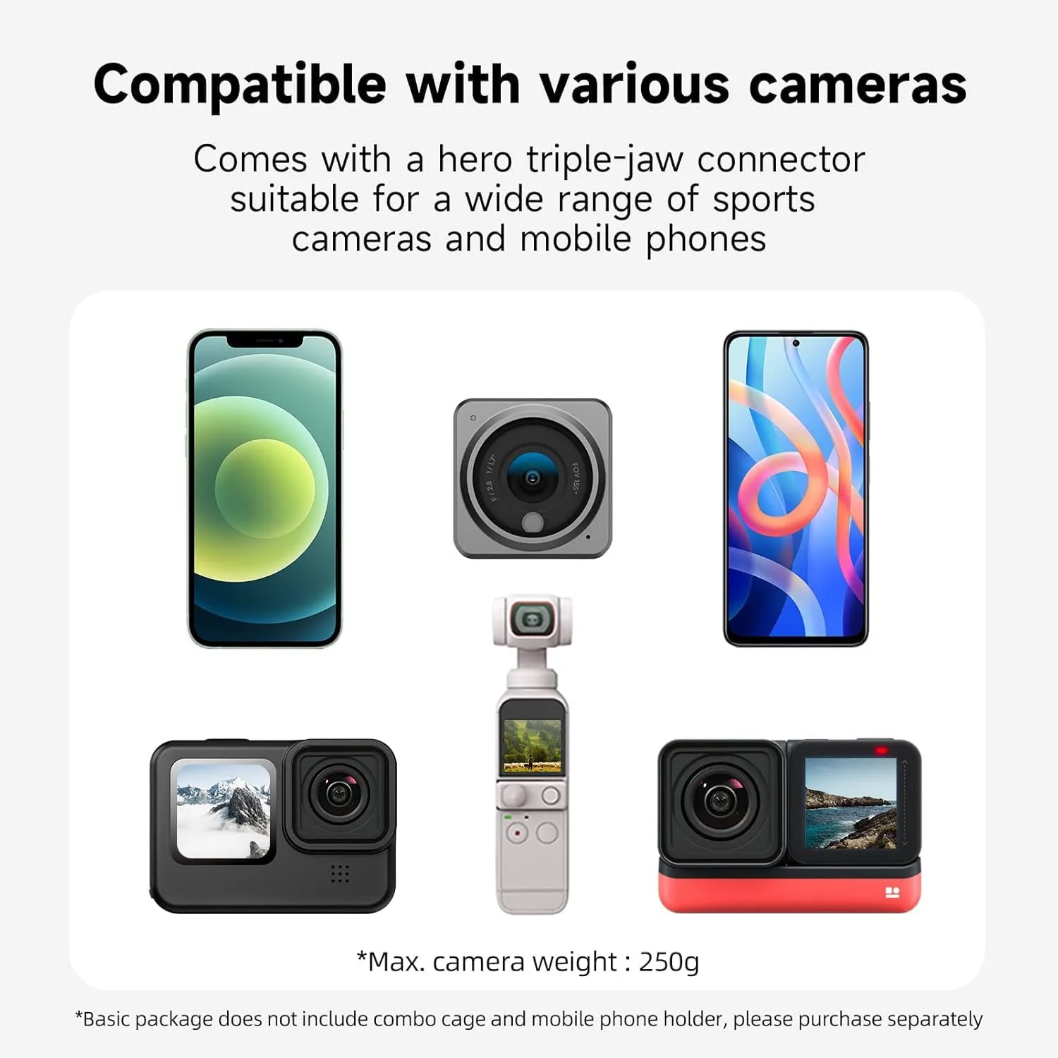 TELESIN 360° Swivel Ball-Head Backpack Clip Mount for Action Cameras