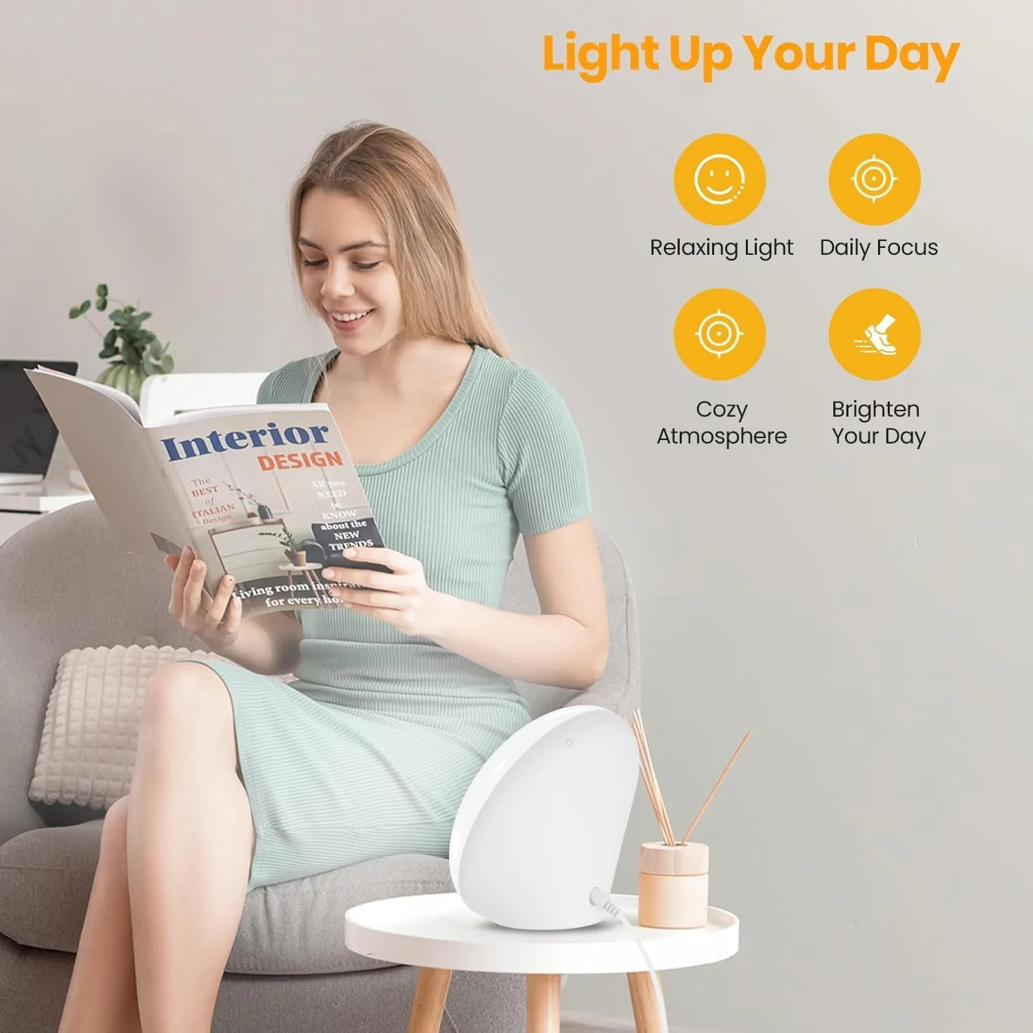 LASTAR Sun Lamp, 10,000 Lux Sunlight Lamp with 4 Color Temperatures & 5 Brightness & 1H Timer, Touch Control Daylight Lamp with Memory Function for Home