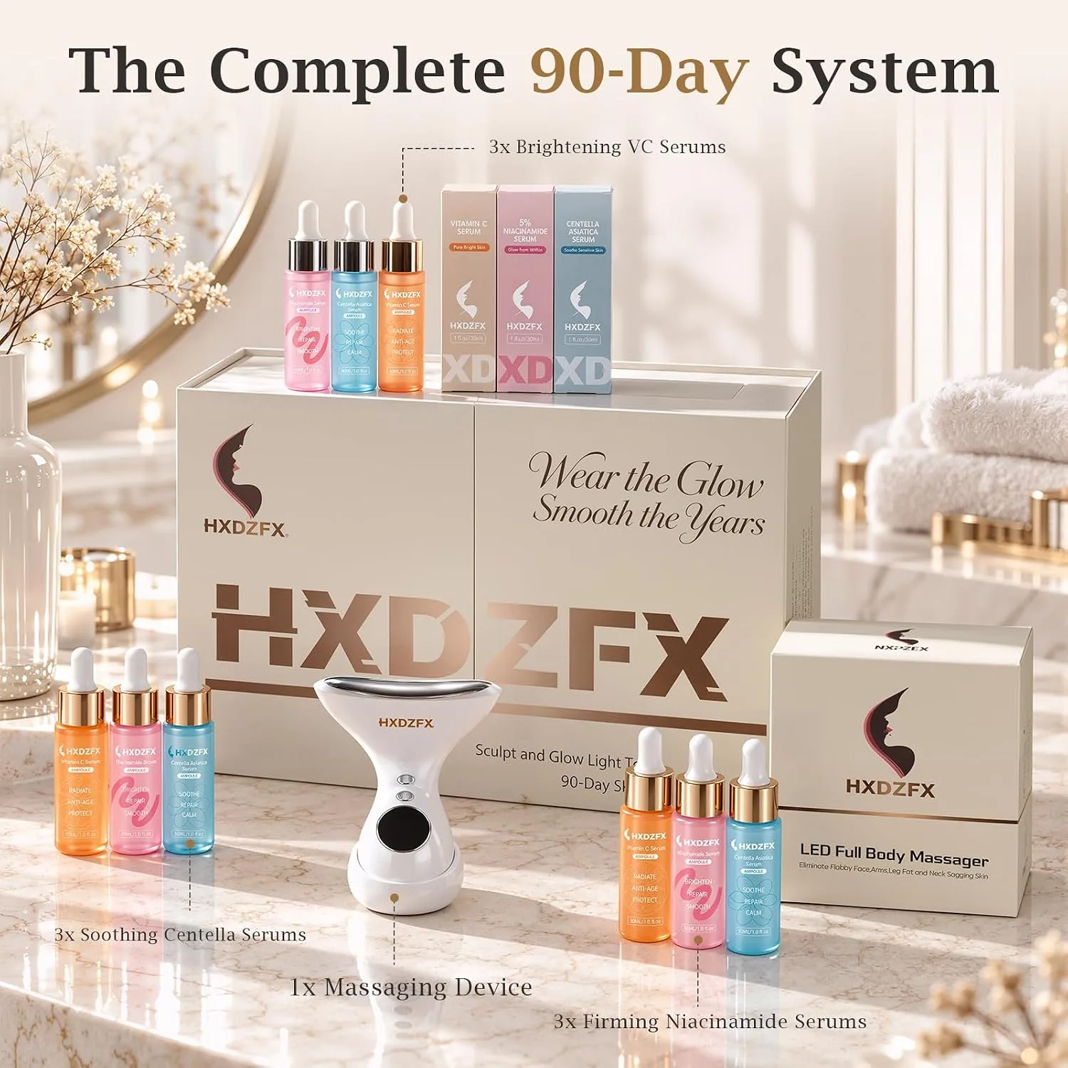 HXDZFX Upper Arm Lifting Device with 3X(5% Niacinamide, VC&CICA) 90-Day Set