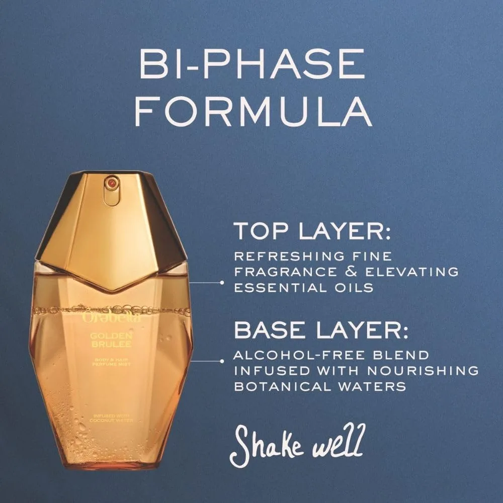 Orebella Golden Brulee Hair & Body Perfume Mist | Alcohol-Free, 123 ml