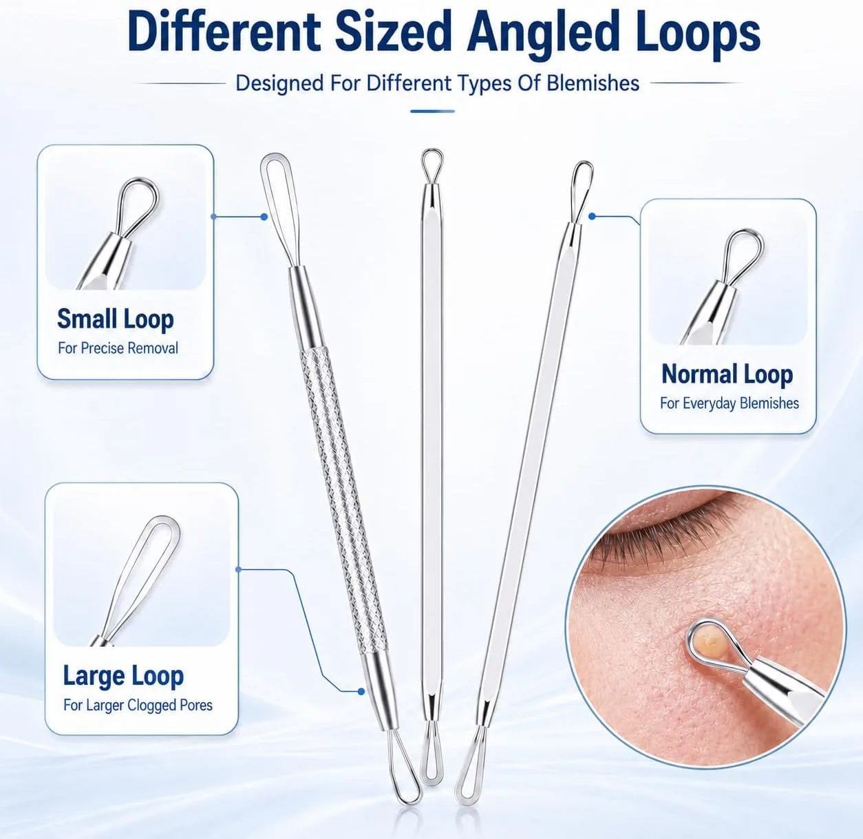 MENOLY Pimple Popper Tool Kit 10 Pcs Blackhead Remover Tool Zit Popper for Blemish, Pimple Comedone Extractor Acne Tool for Blackheads, Acnes, Whiteheads Nose Face with Leather Bag