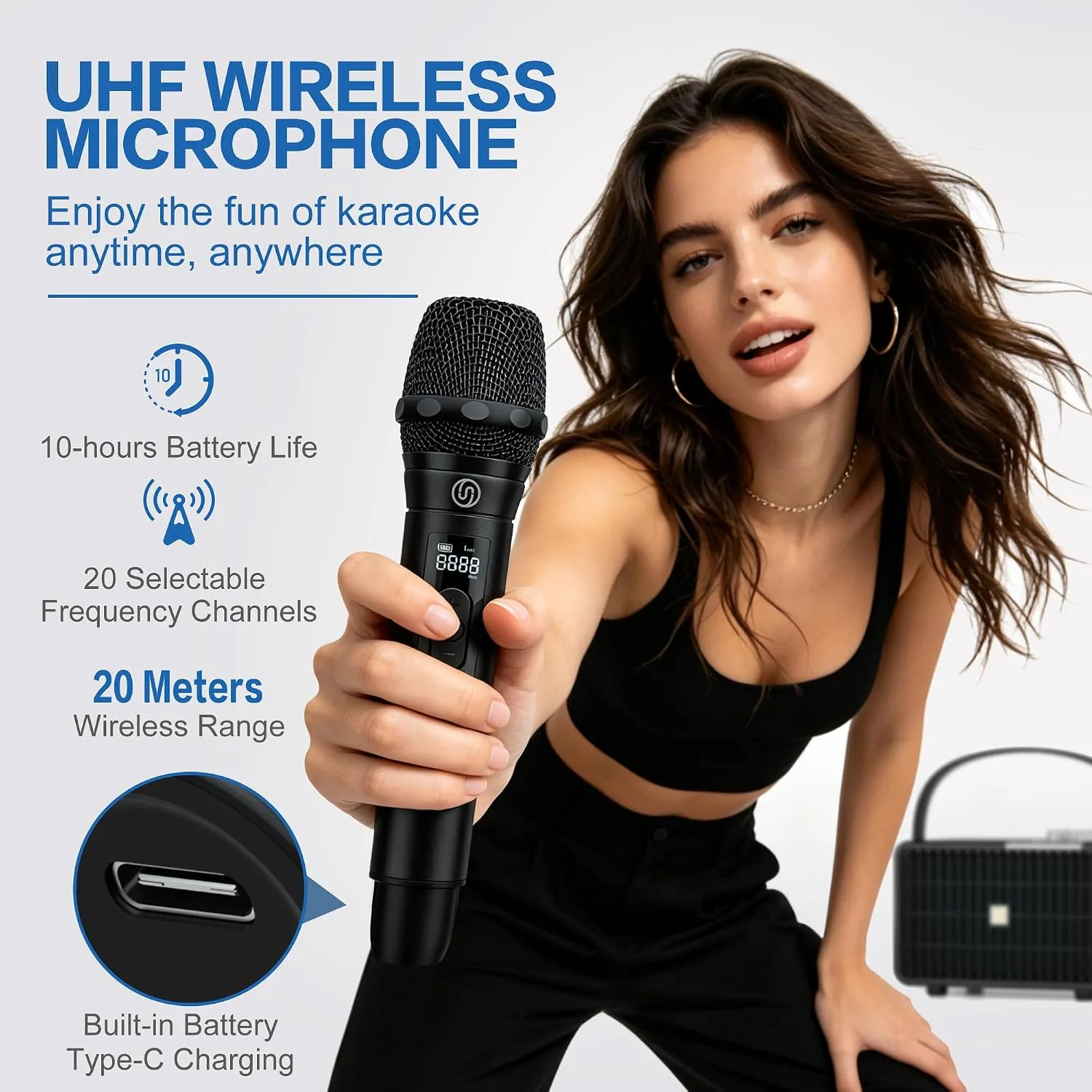 Portable Bluetooth Speaker 240W Peak Power Wireless Speaker Loud (Black)