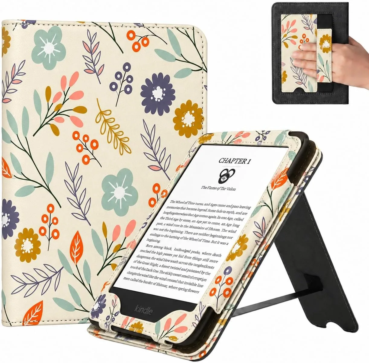 CoBak 6 Inch Case with Stand, not for iPad(A0J28), Rustic Bloom