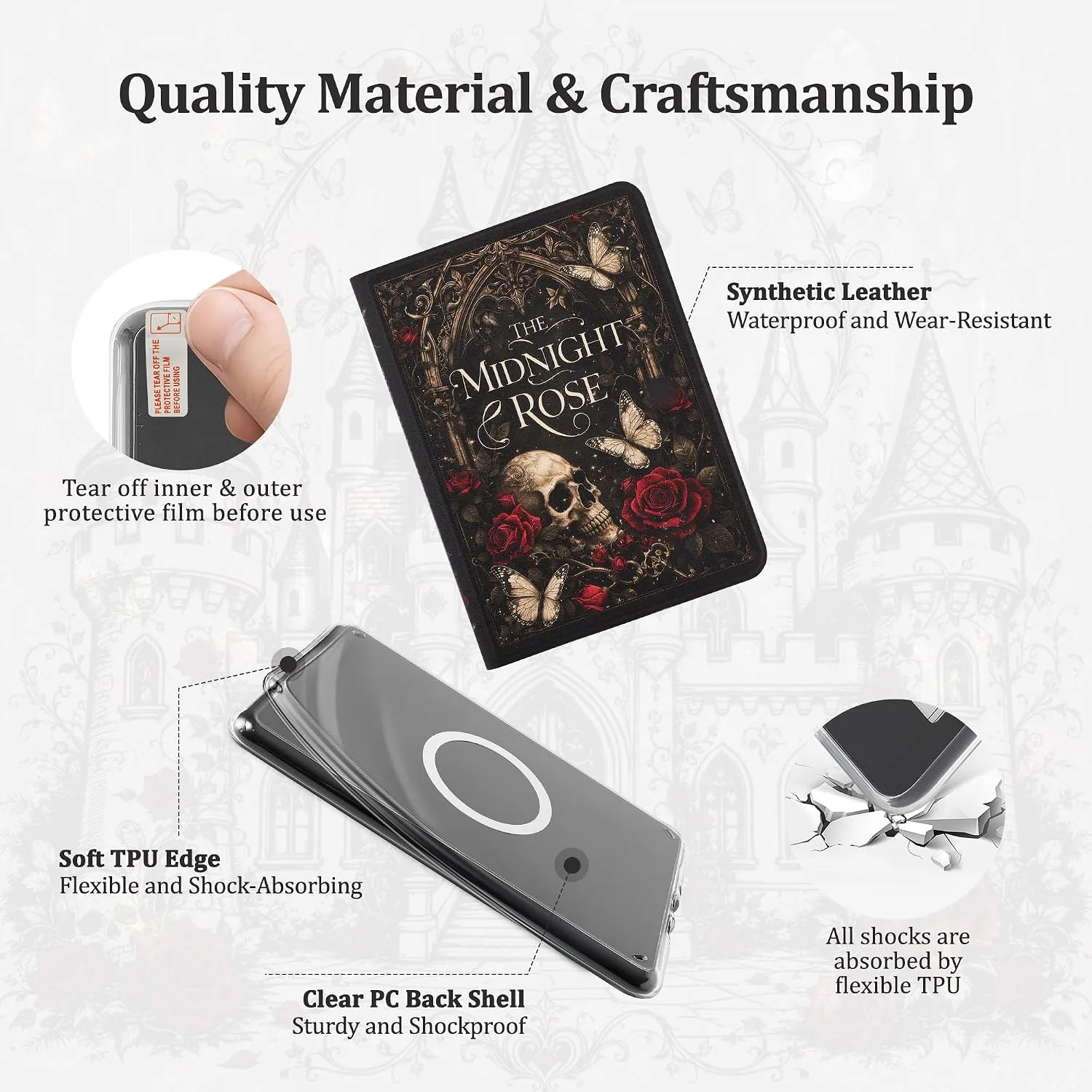 Magnetic Book Cover Case for 7'' Kindle Paperwhite & Colorsoft