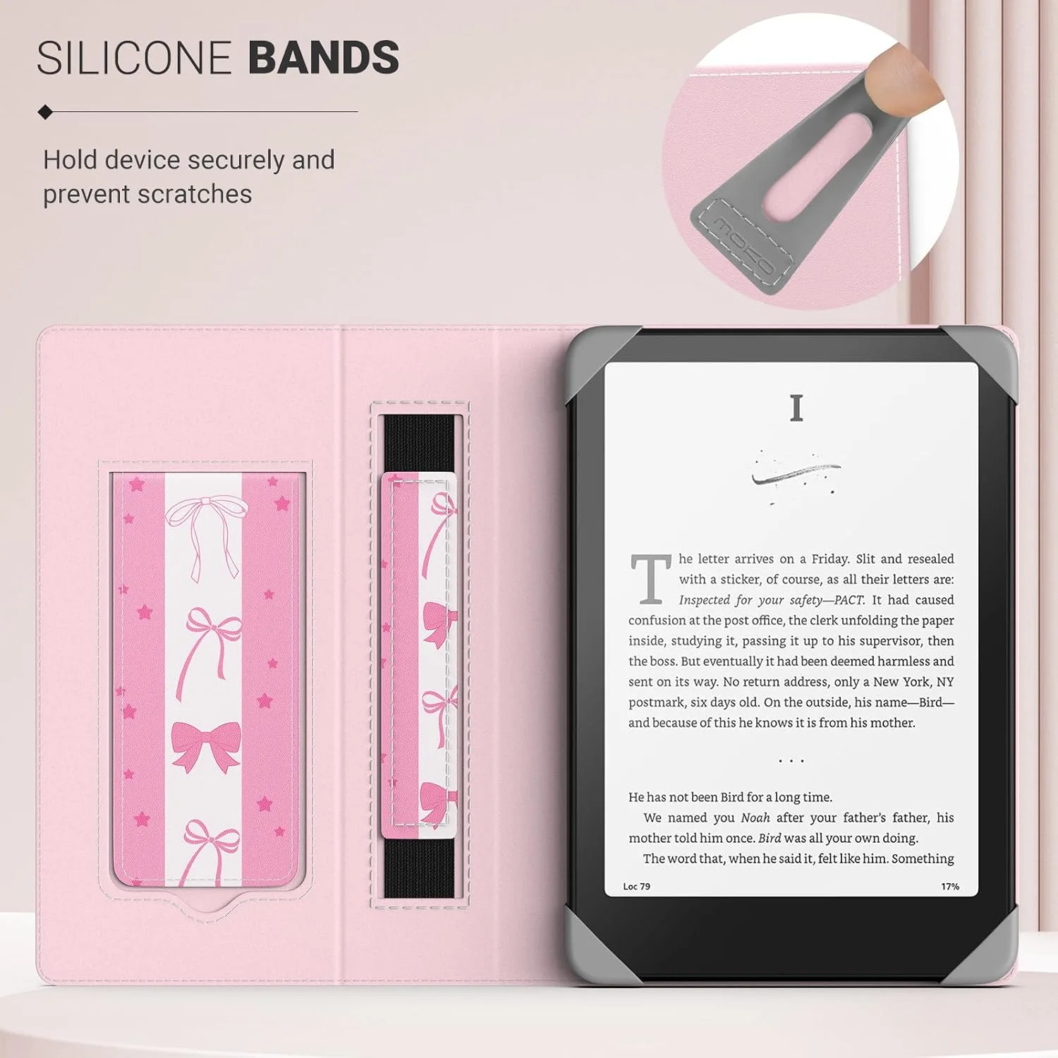 MoKo Universal Case for 6.8,7 Inch Paperwhite eReaders&Tablets, Pink Bow