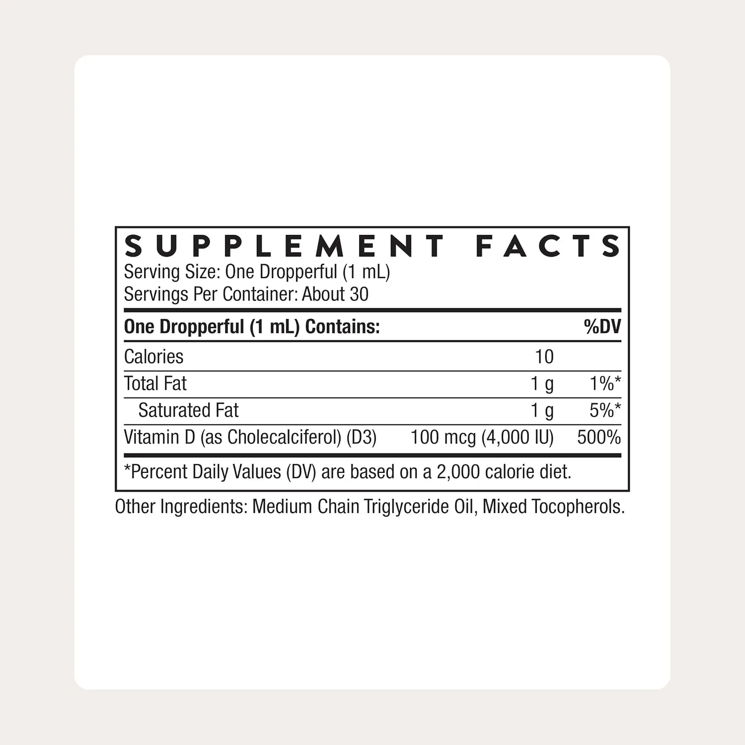 THORNE Vitamin D3 Liquid, 4,000 IU with Precision Dropper, 30 Servings