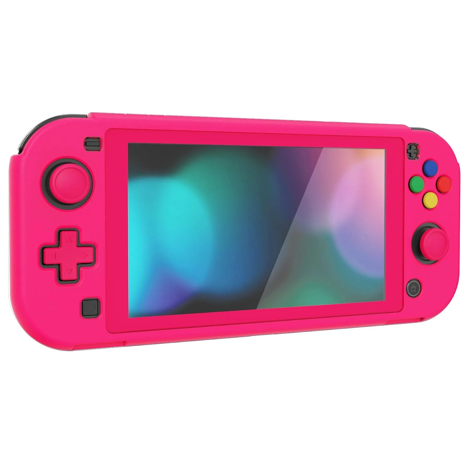 eXtremeRate PlayVital Protective Grip Case for Nintendo Switch Lite, Hard Cover Protector for Nintendo Switch Lite - Screen Protector & Thumb Grips & Buttons Caps Stickers Included - Bright Pink
