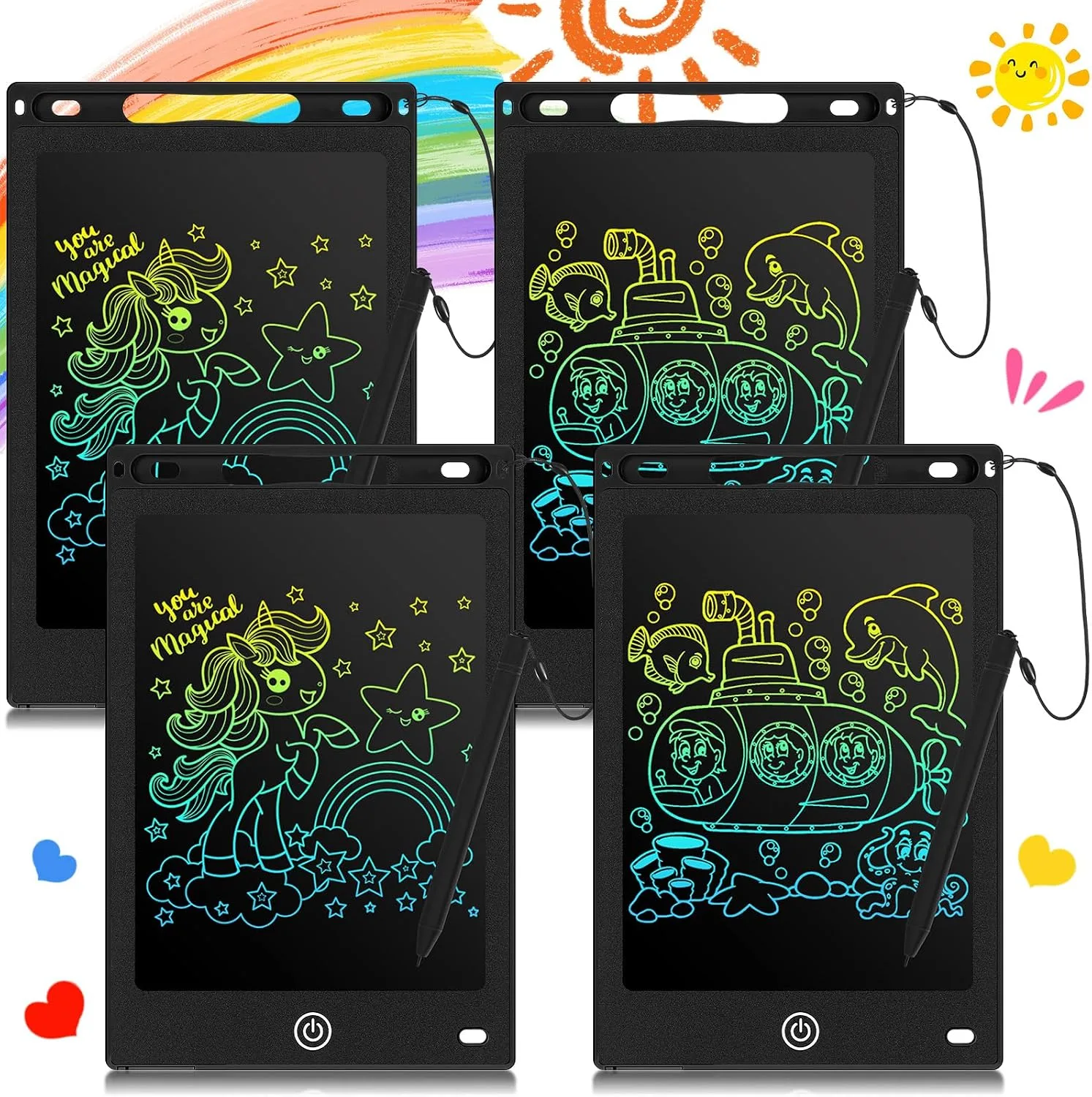 Zonon 4 Pcs LCD Writing Tablet for Kid, Black