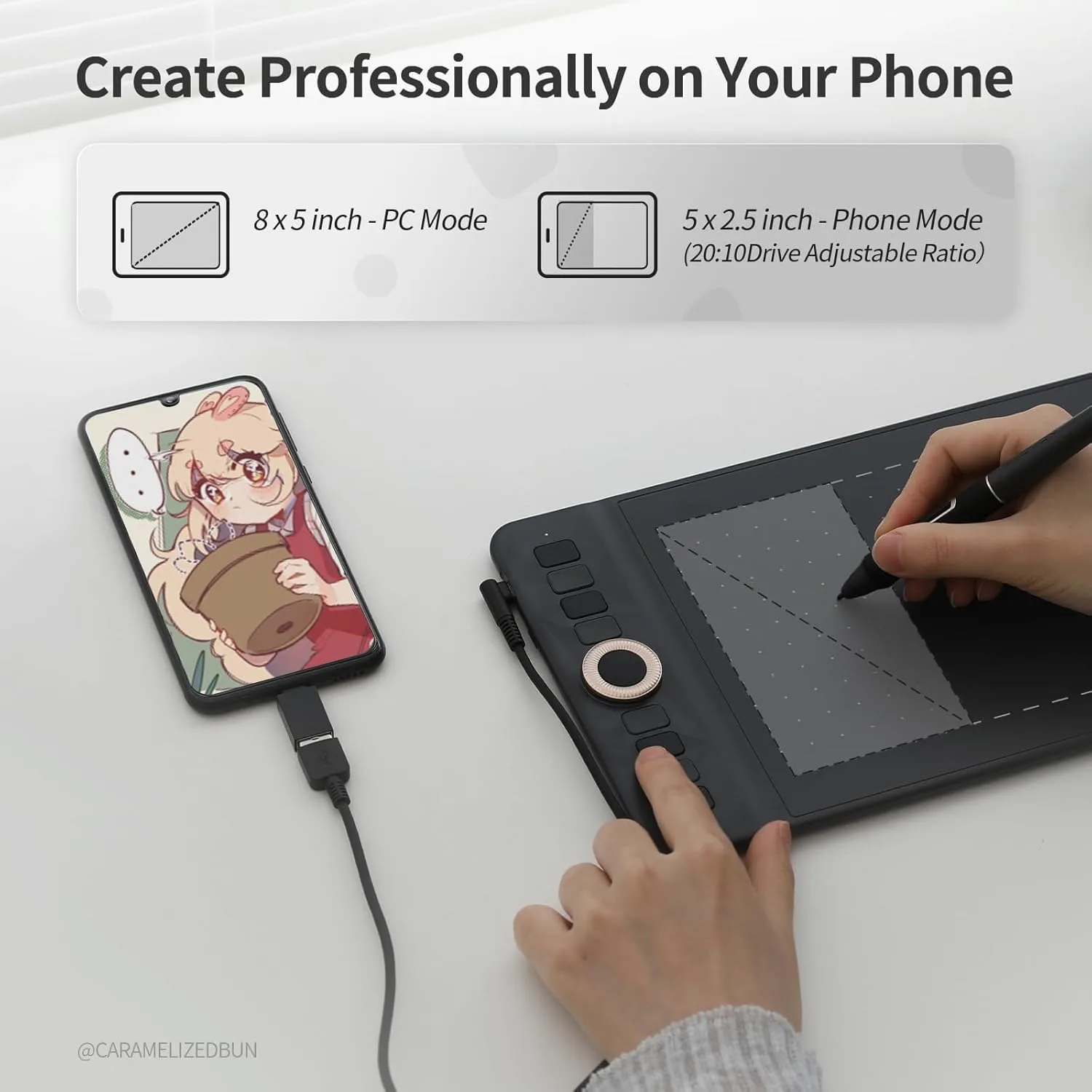 GAOMON WH851 Bluetooth Graphics Drawing Tablet, 8x5, Dial, 16384 Pressure