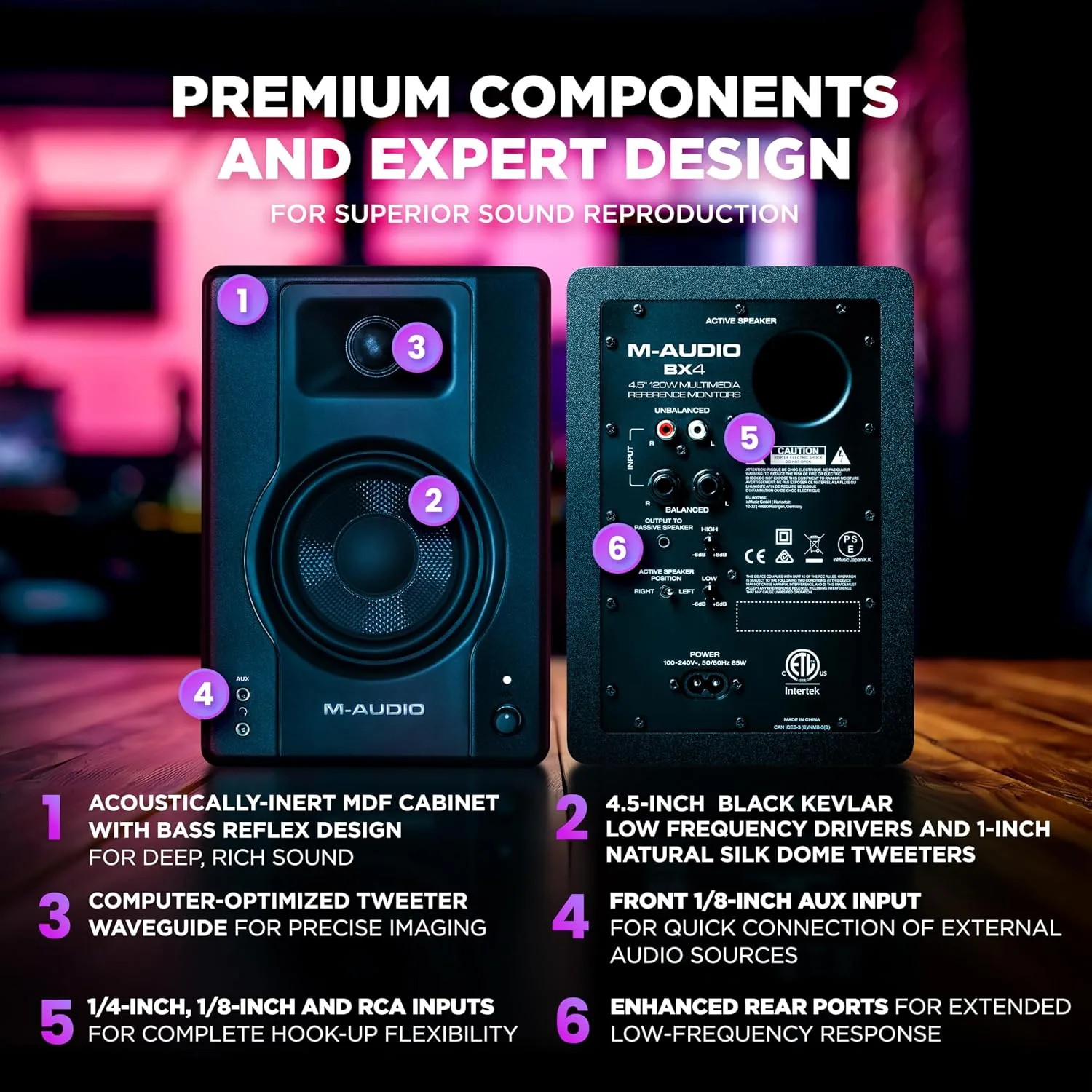 M-AUDIO BX4 4.5" Wired Studio Monitors Pair