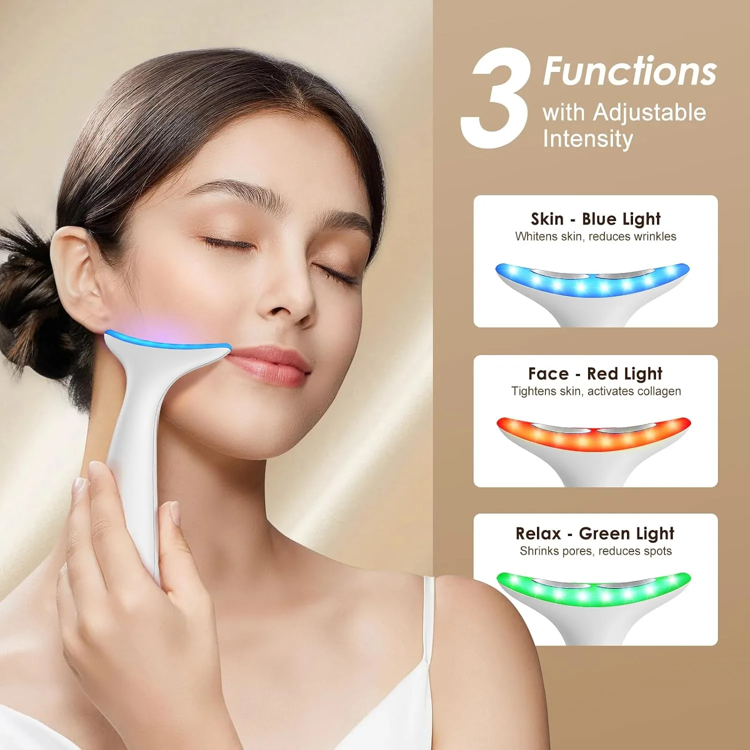 Portable Neck Facial Massager, Constant Temperature Heat & Vibration, USB Rechargeable 3 Speeds, Relieve Fatigue, Accelerate Skincare Absorption