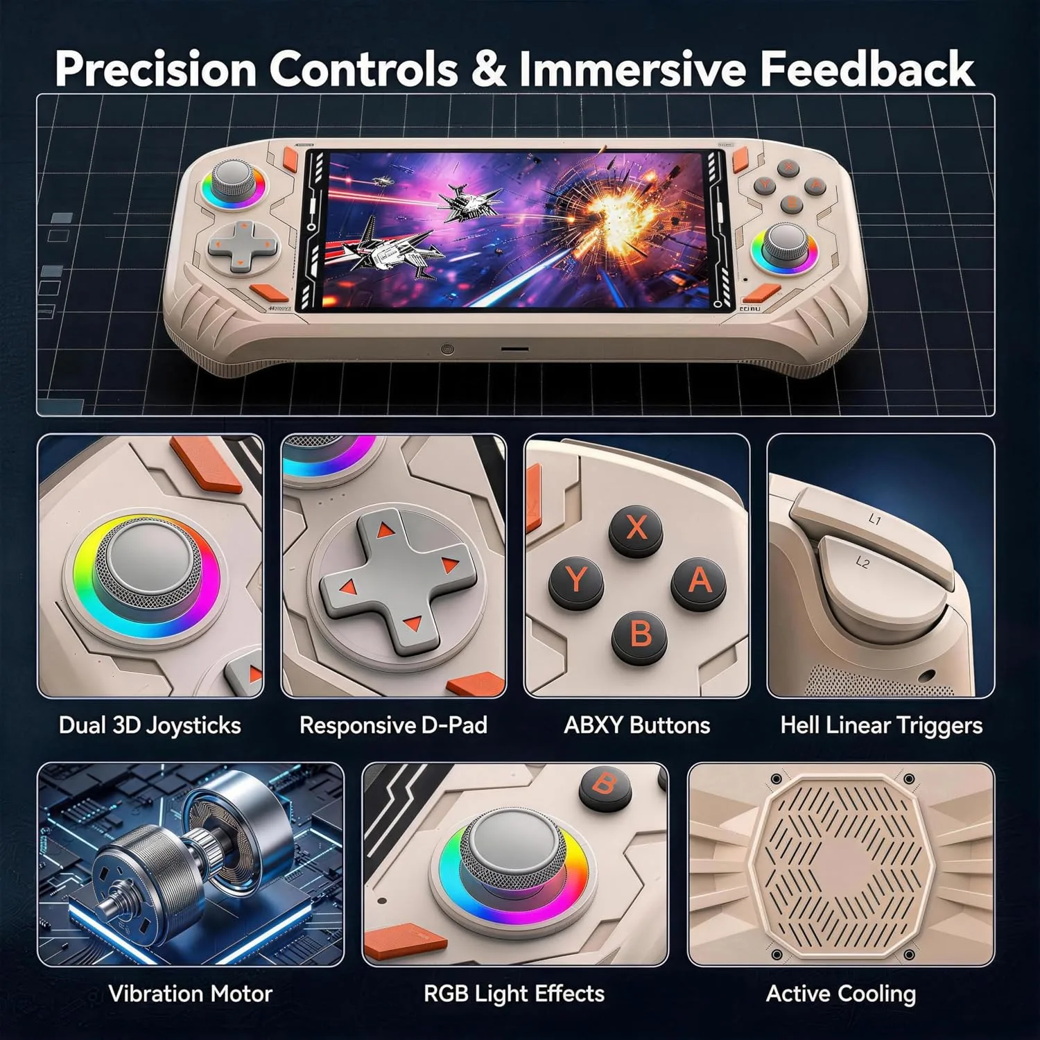 RG56PRO Retro Handheld Game Console with EVA Hard case (White, 128.0, GB)