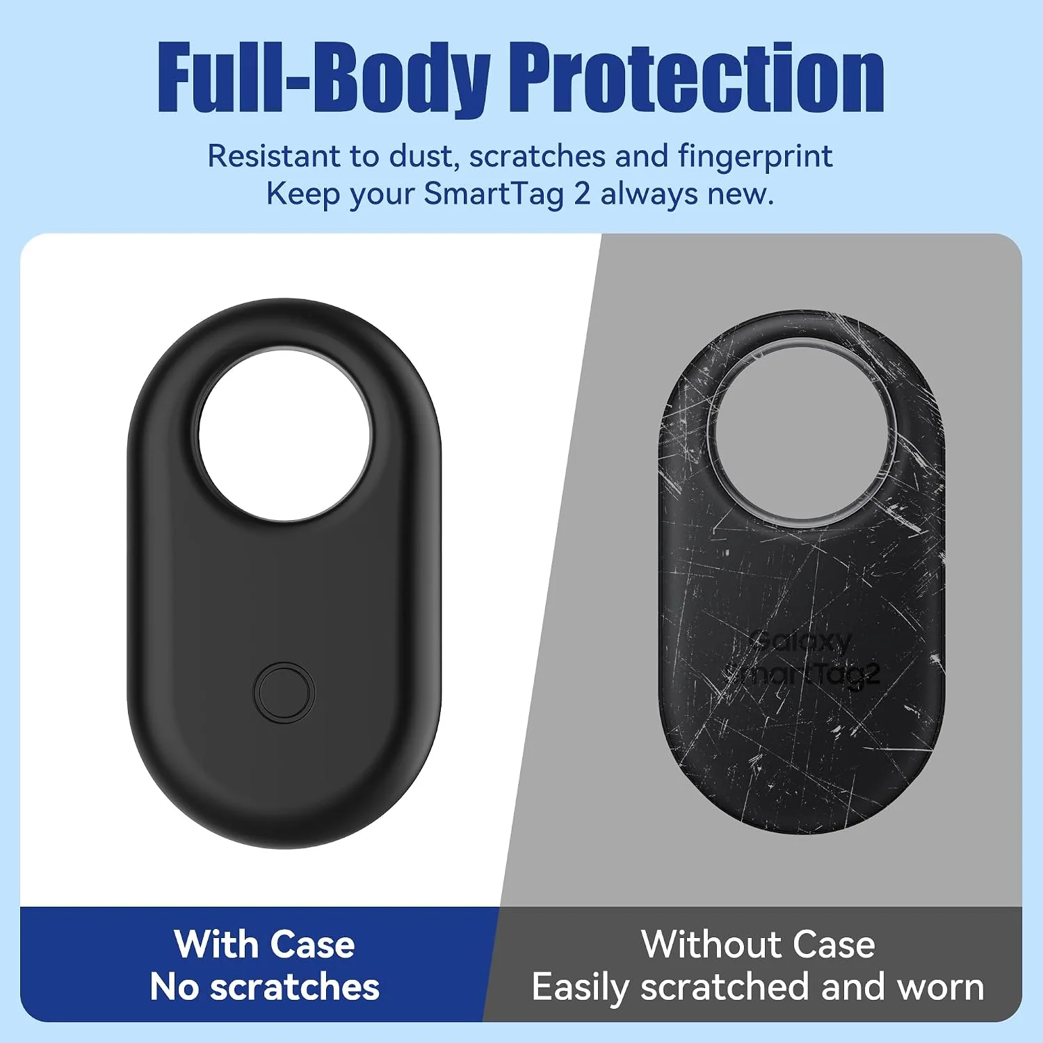 for Samsung SmartTag2 Case, [4 Pack] Silicone Holder for Galaxy Smart tag 2 Keychain Full Body Shockproof, Anti-Scratch for Backpacks, Car Keys, Dog Collars, 2Black/2White