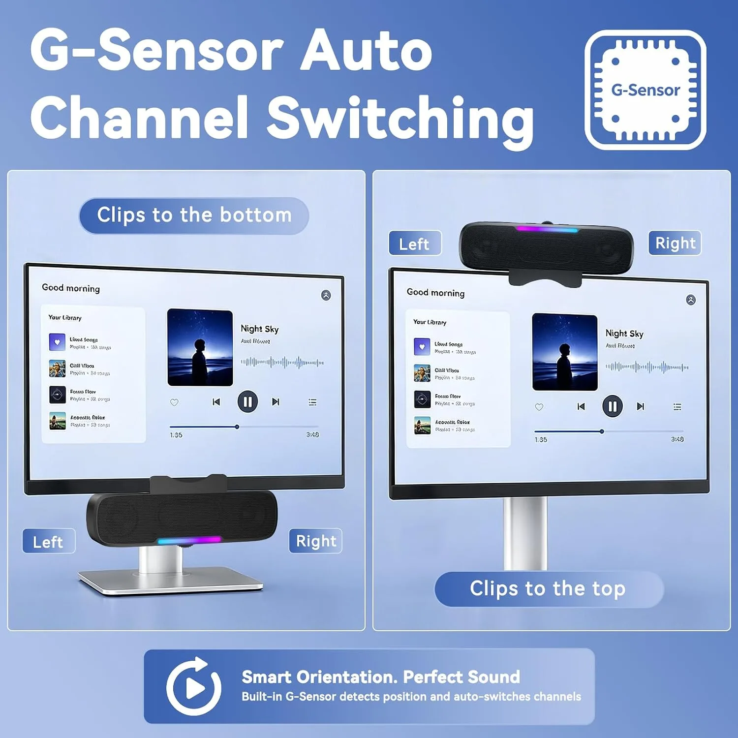 OHAYO Computer Speakers for Desktop PC, USB Plug-in with G-Sensor/16W/BT5.3