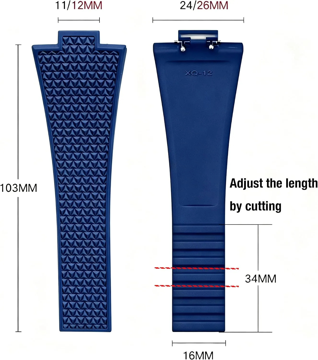 YISIWERA Rubber Strap for Tissot PRX, No Gap 11/12mm Replacement Bands for Tissot PRX Series Watch 35mm 40mm, Fluororubber Silicone Taper Watch Band Men Women with Folding Clasp
