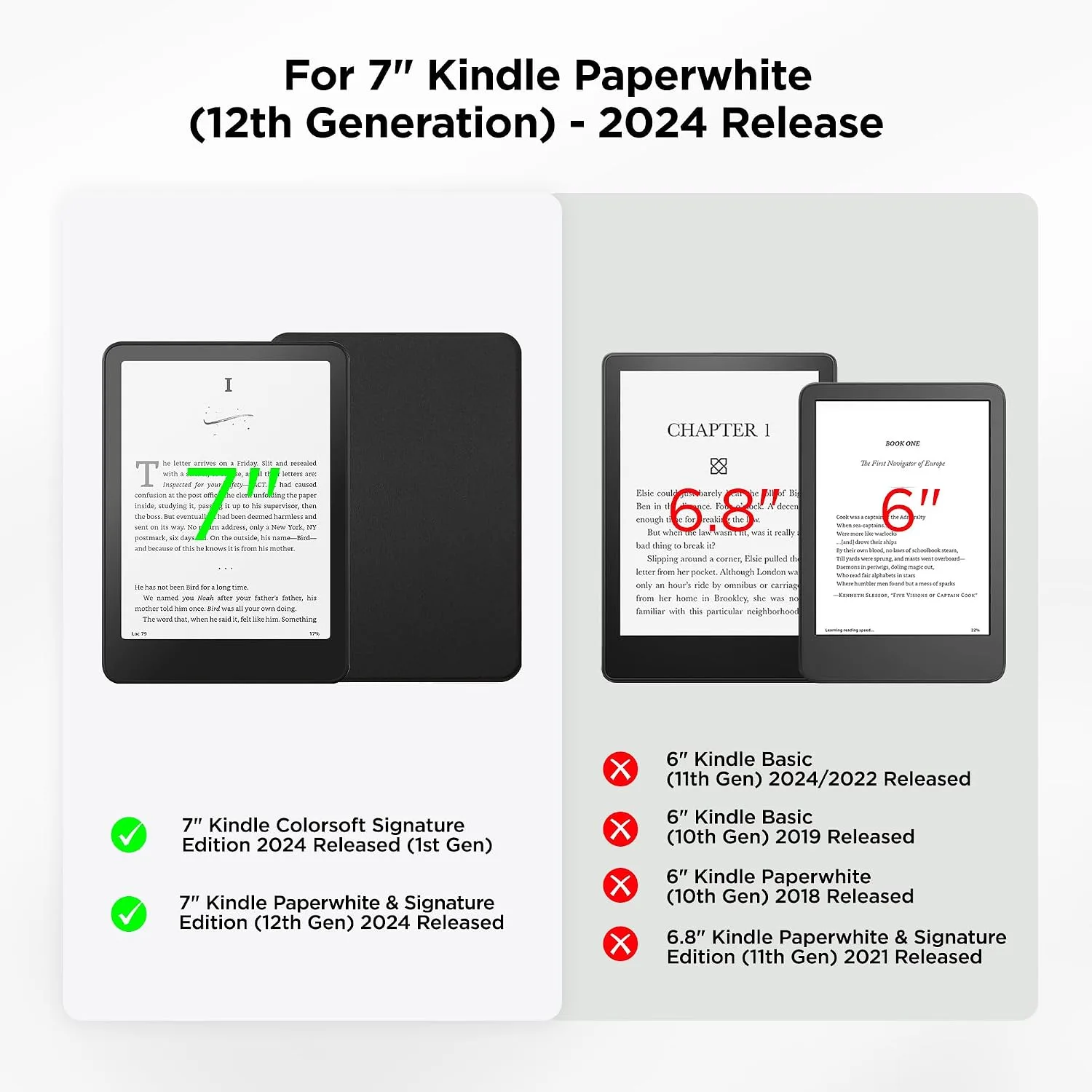 SESENSE Magnetic Case for 7'' Kindle Paperwhite 12th Gen 2024 & Colorsoft