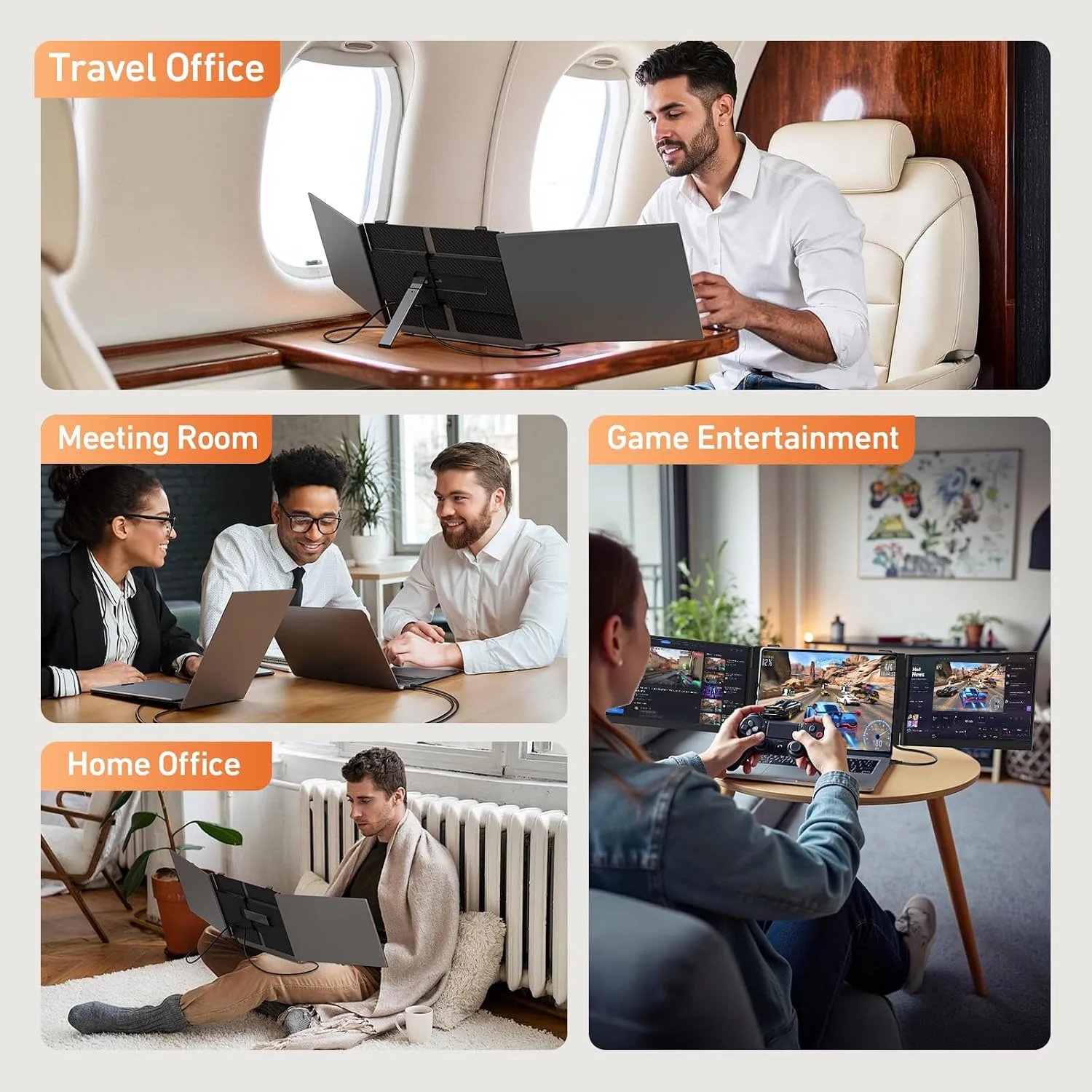 14.1'' Triple Laptop Screen Extender, 2.2lbs Ultra-Light Portable Monitor
