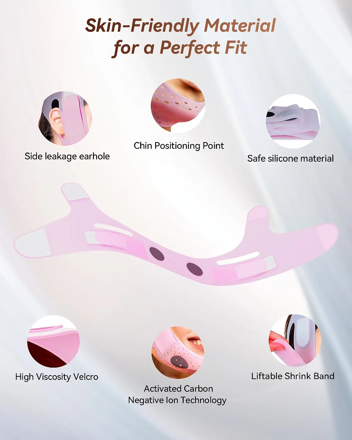 V-Line Sculpting Face Mask – Silicone Chin Strap for Jawline Tightening (Rose purple)
