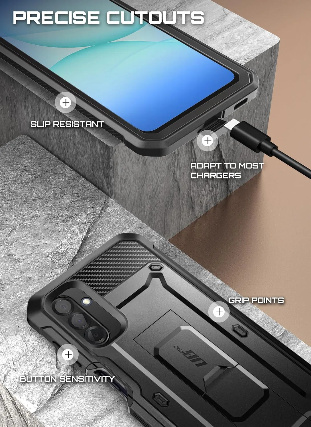 SUPCASE for Samsung Galaxy A17 5G Case with Screen Protector, Black