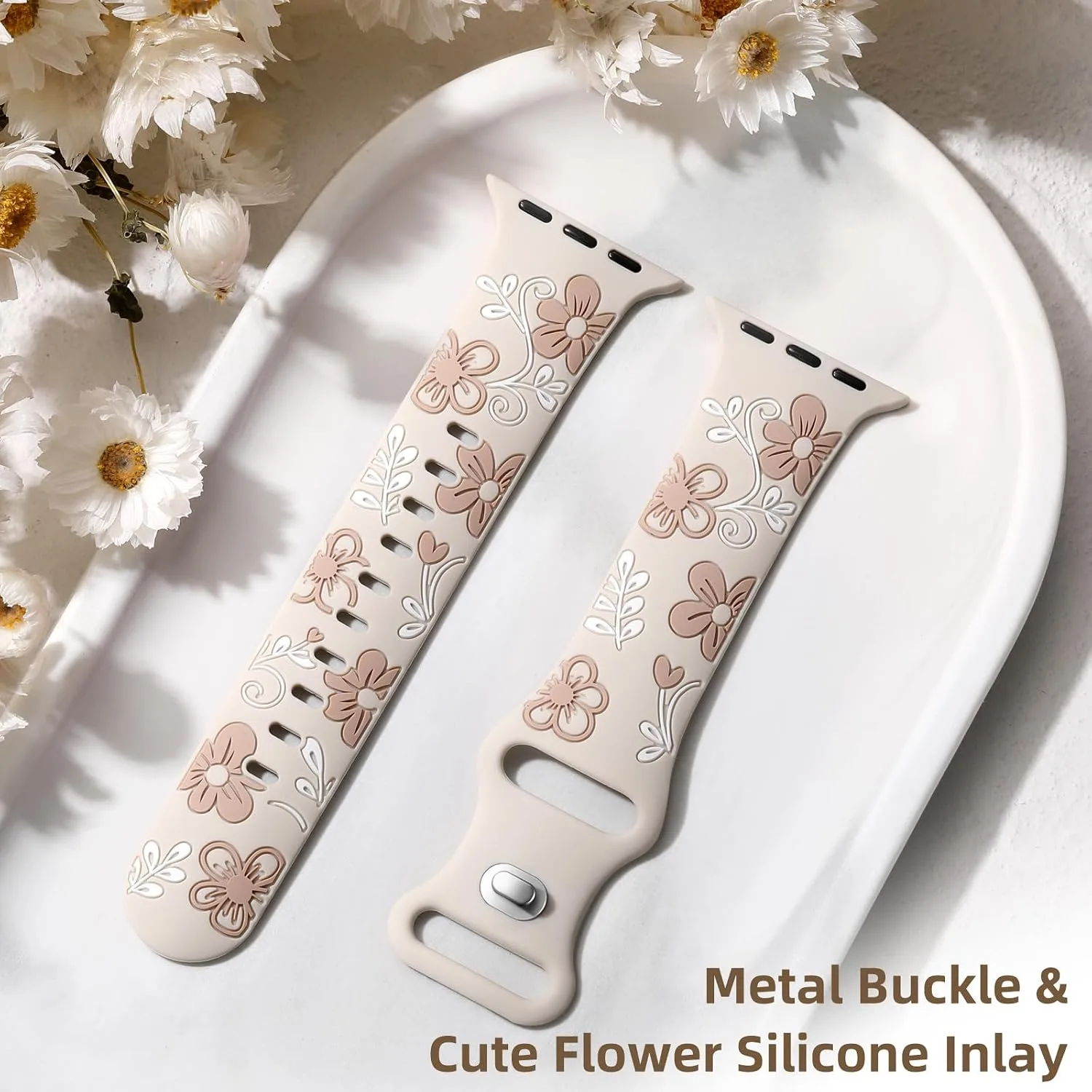 Witzon Floral Silicone Band Compatible with Apple Watch Bands For Women