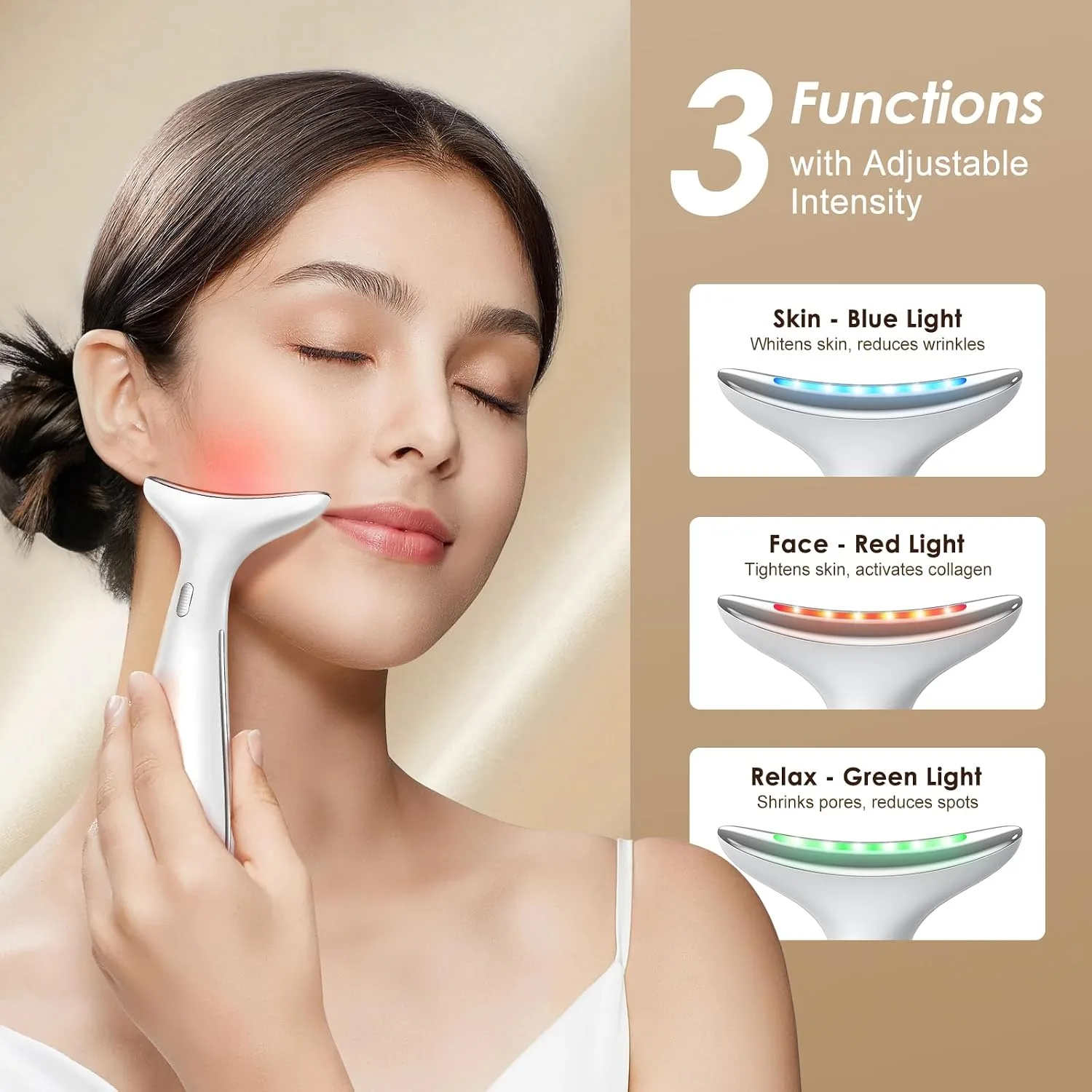 Dual Head Facial Eye Massager with Heat & Vibration Therapy, Anti-Aging, Relieve Puffiness, Boost Skin Radiance