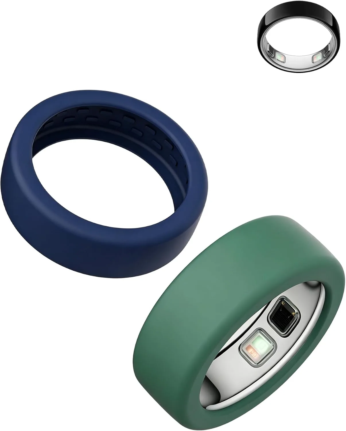 Silicone Case for Oura Ring 5, 2-Pack, M (10-13), Green+ Blue
