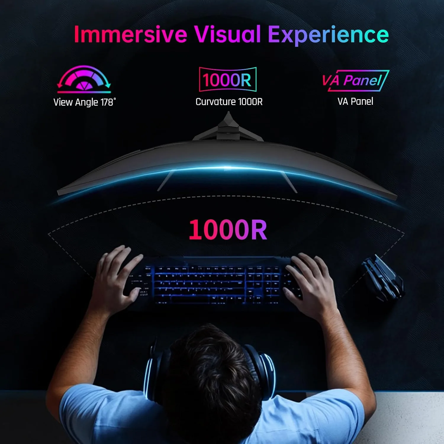 KTC 32 Inch 240Hz Curved Gaming Monitor, 2K 1440P Computer PC Monitor 1000R