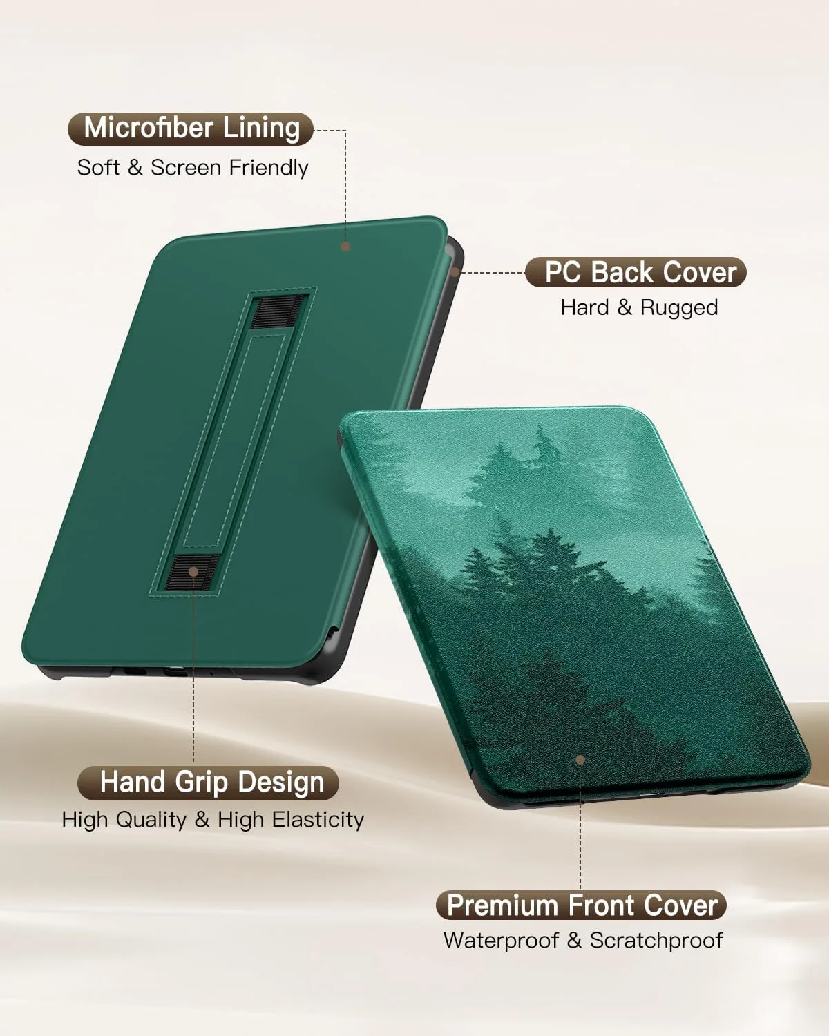 MoKo Case for 7" Kindle Paperwhite 12th Gen 2024 & Colorsoft, Green Forest