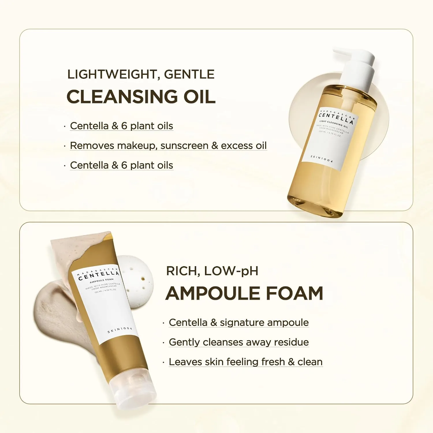 SKIN1004 Centella Double Cleansing Duo, Oil Cleanser, Face Wash 10.99 fl.oz